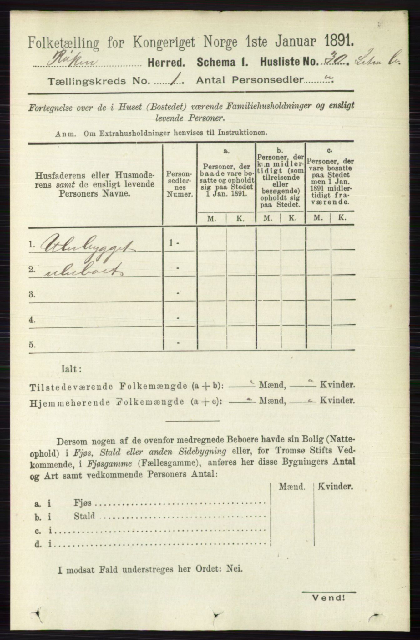 RA, 1891 census for 0627 Røyken, 1891, p. 53