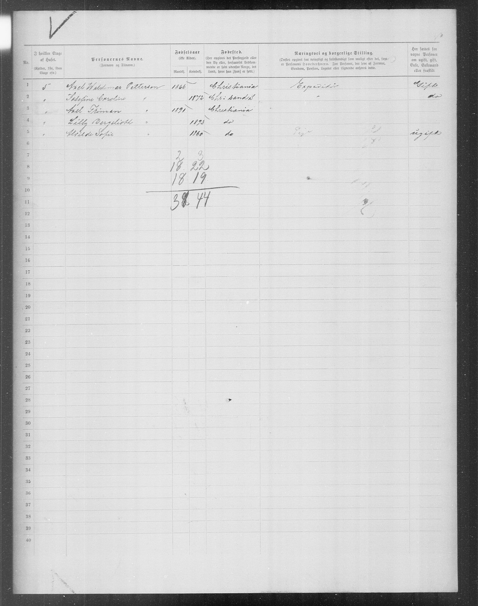 OBA, Municipal Census 1899 for Kristiania, 1899, p. 11876