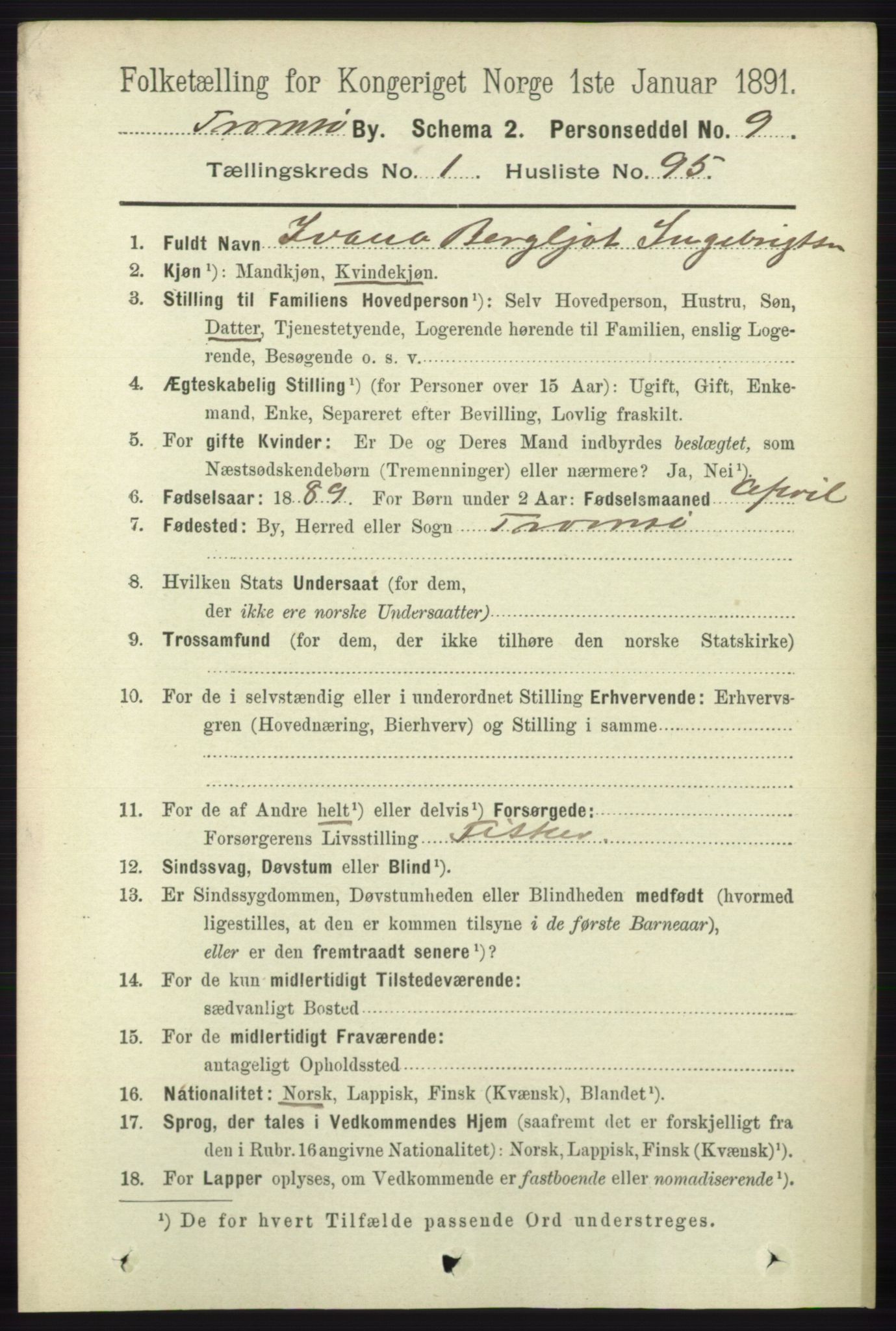 RA, 1891 census for 1902 Tromsø, 1891, p. 1267