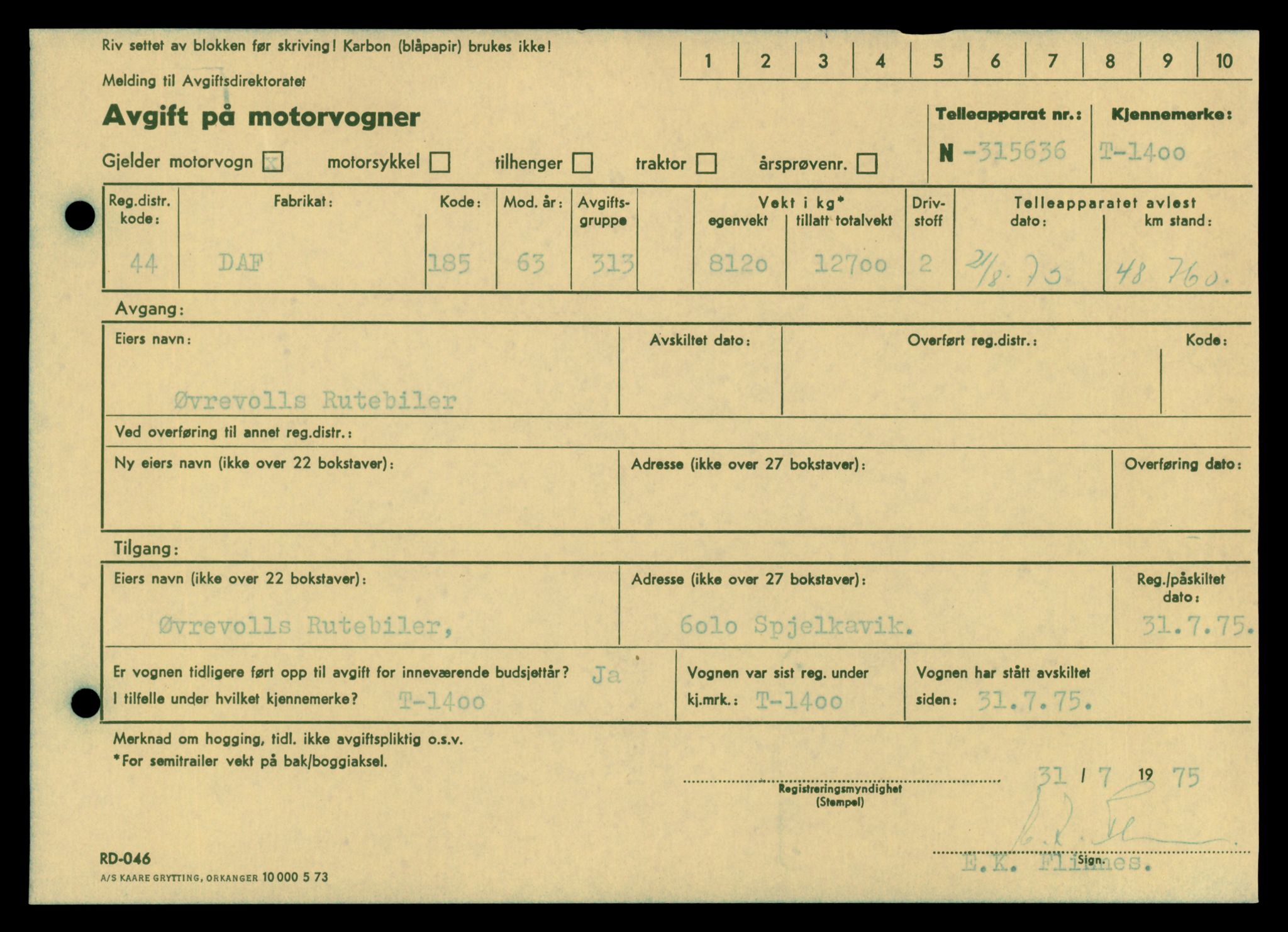 Møre og Romsdal vegkontor - Ålesund trafikkstasjon, AV/SAT-A-4099/F/Fe/L0012: Registreringskort for kjøretøy T 1290 - T 1450, 1927-1998, p. 2566