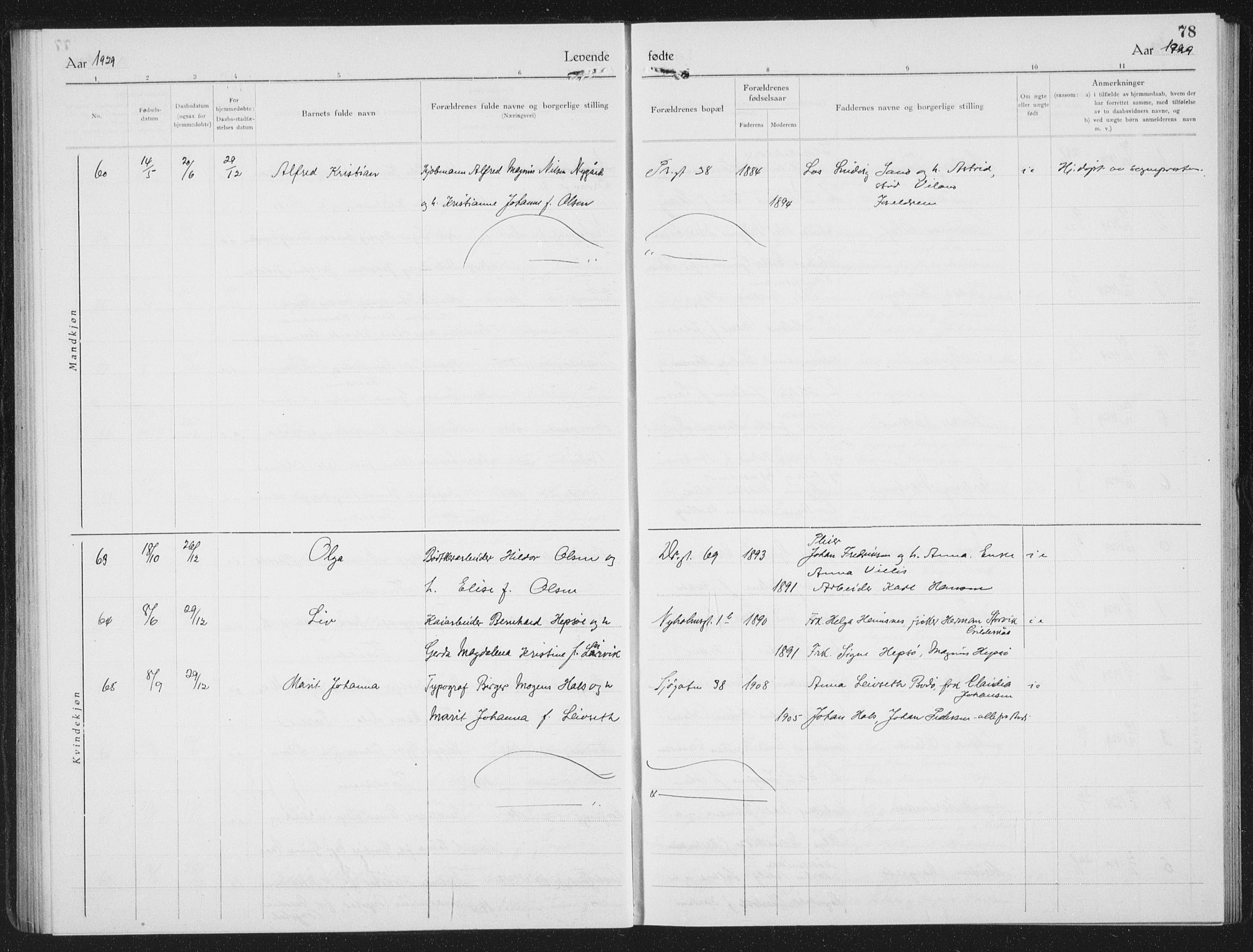 Ministerialprotokoller, klokkerbøker og fødselsregistre - Nordland, AV/SAT-A-1459/801/L0037: Parish register (copy) no. 801C12, 1921-1937, p. 78