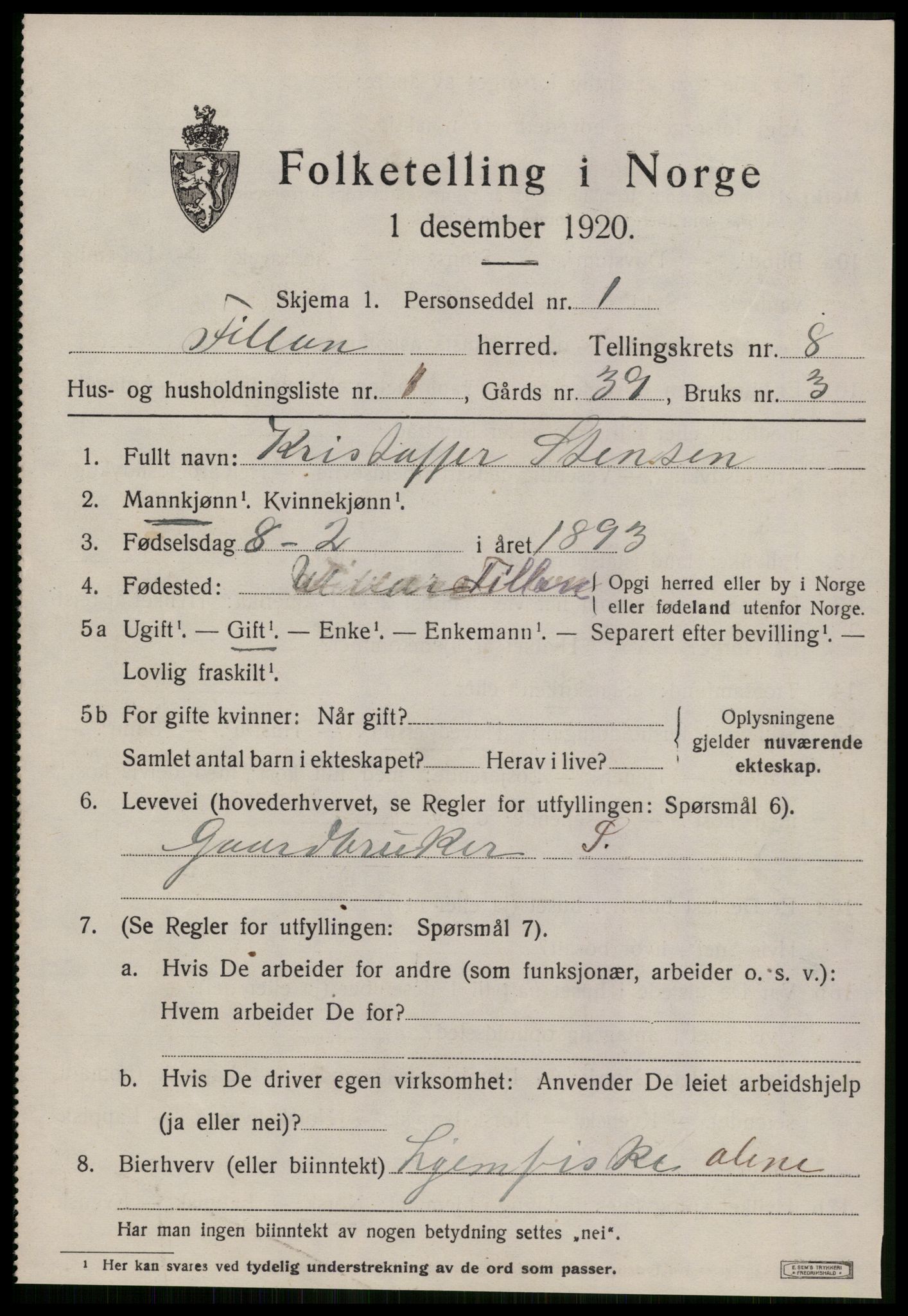 SAT, 1920 census for Fillan, 1920, p. 3396