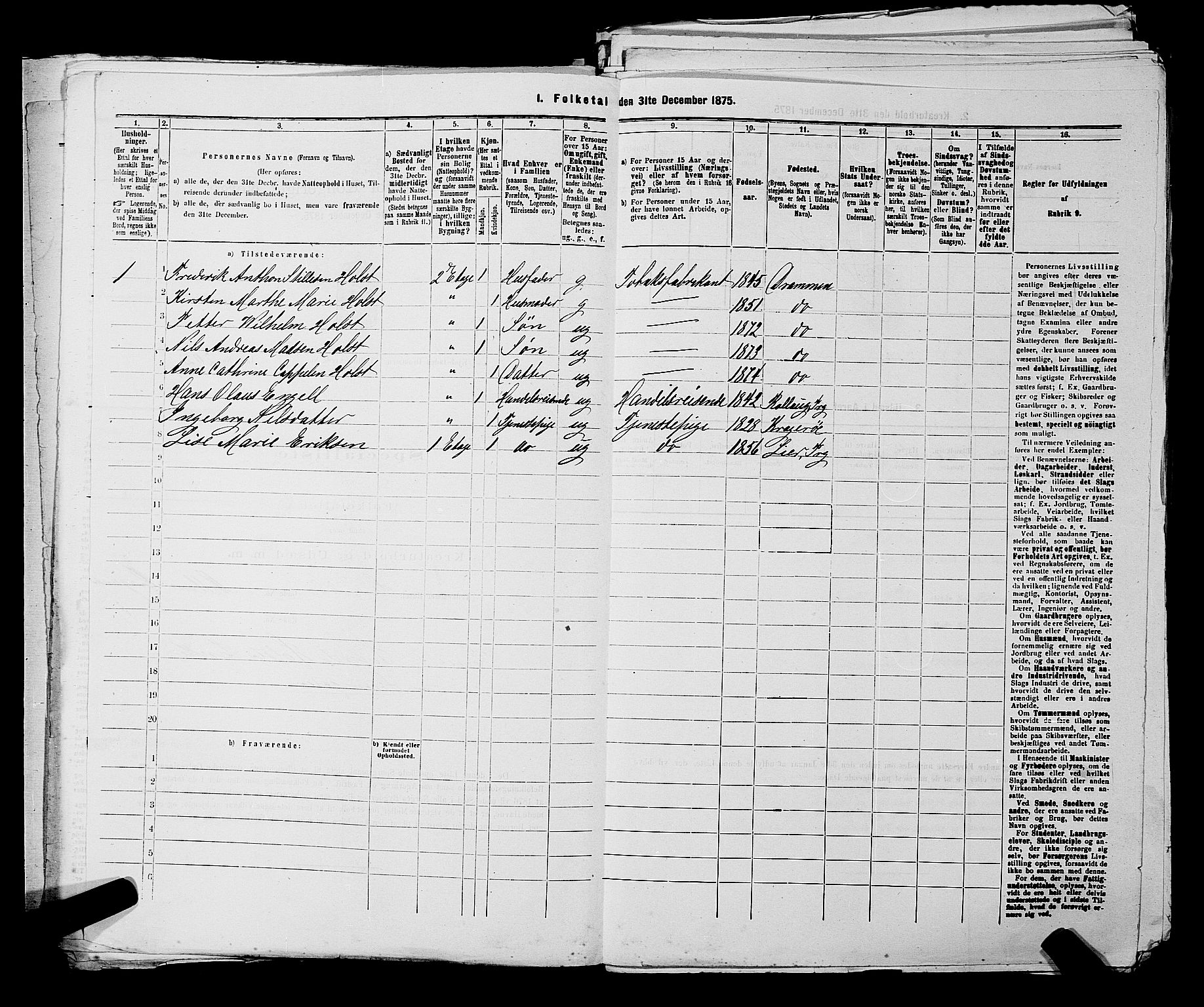 SAKO, 1875 census for 0602 Drammen, 1875, p. 813