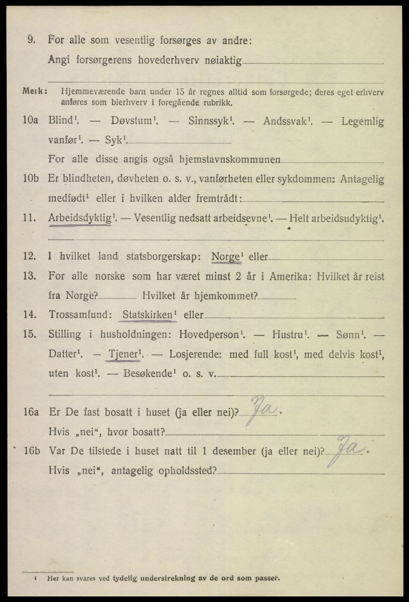 SAK, 1920 census for Øyestad, 1920, p. 3023