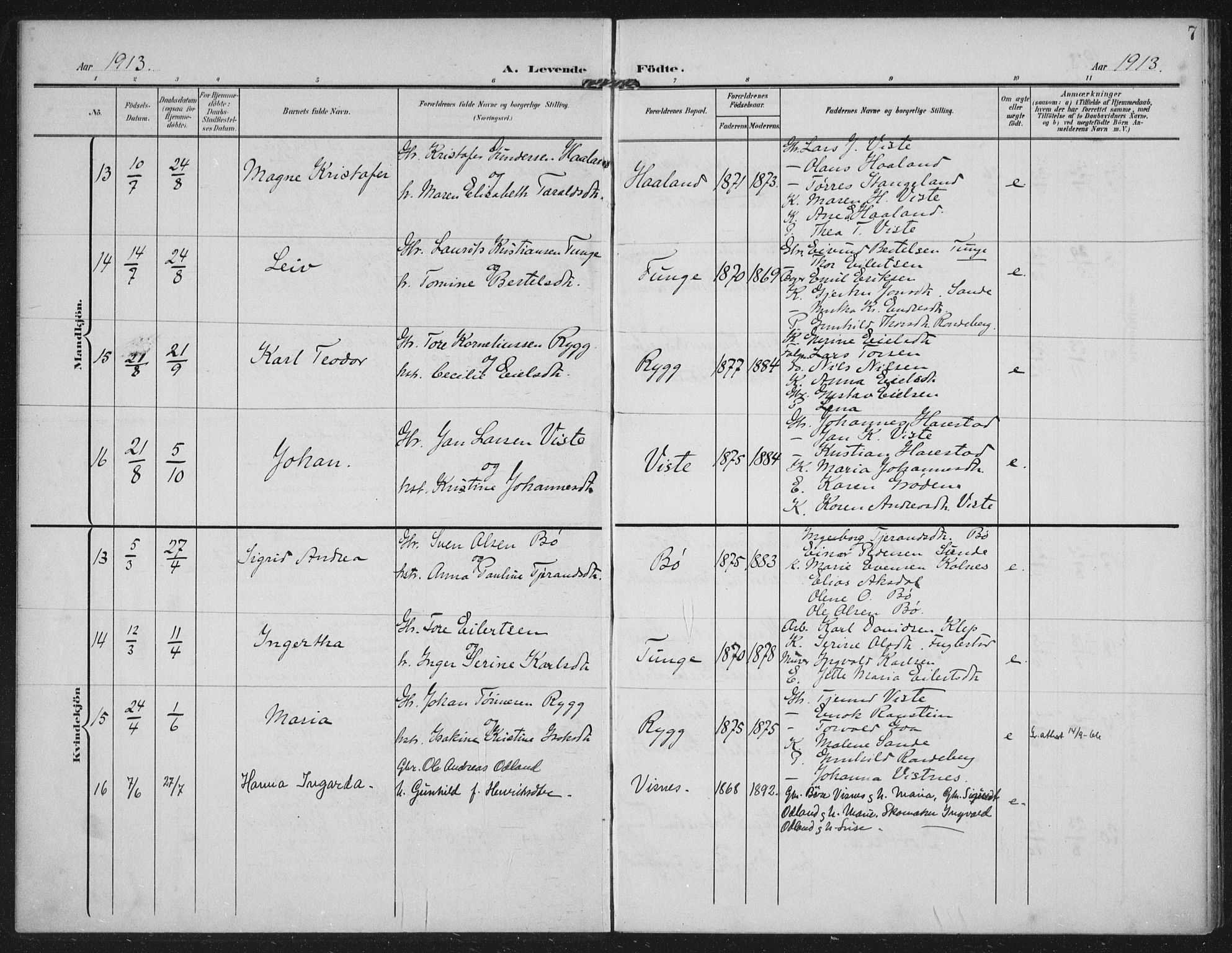 Hetland sokneprestkontor, AV/SAST-A-101826/30/30BA: Parish register (official) no. A 14, 1905-1919, p. 7