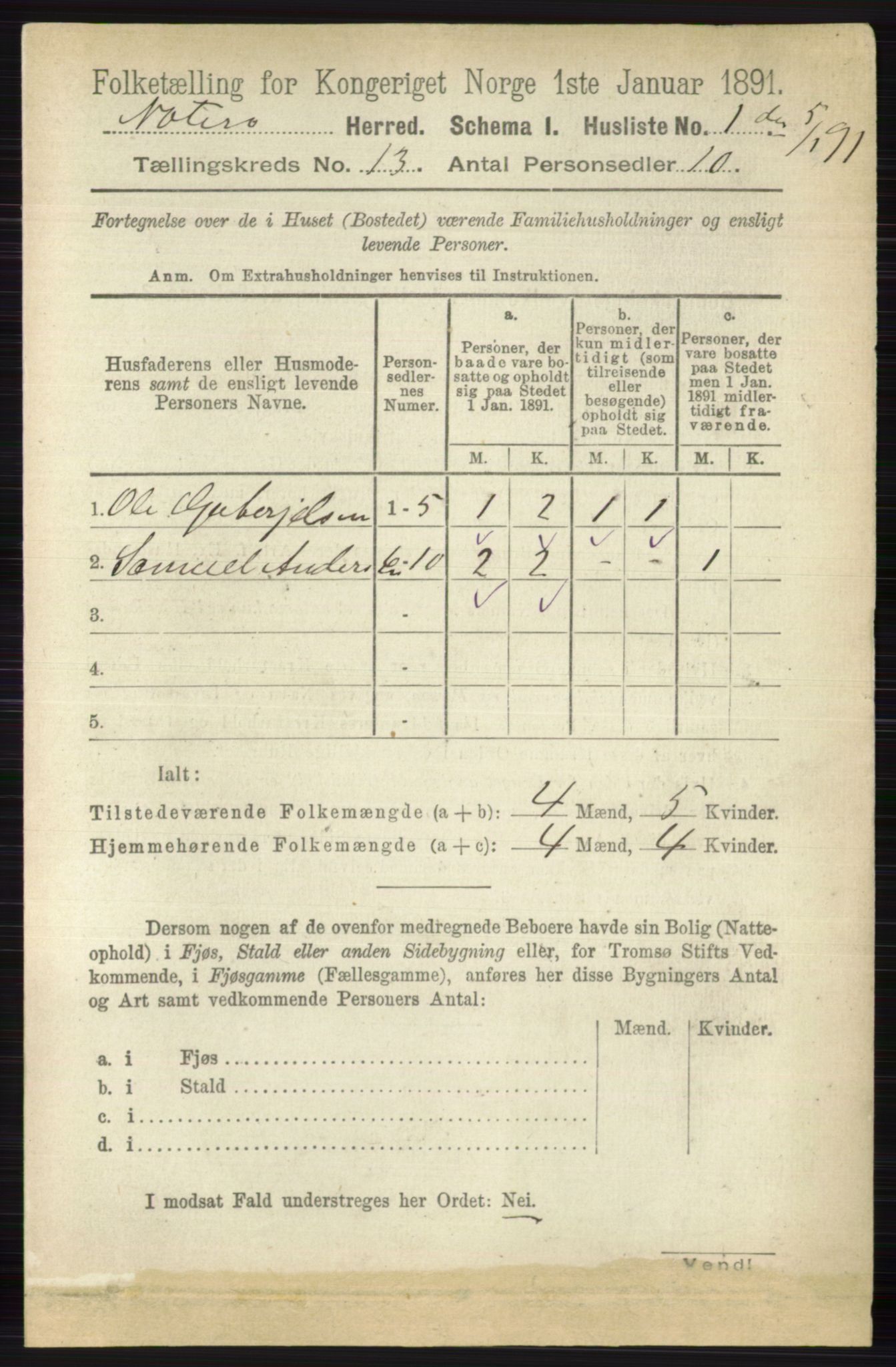 RA, 1891 census for 0722 Nøtterøy, 1891, p. 6932