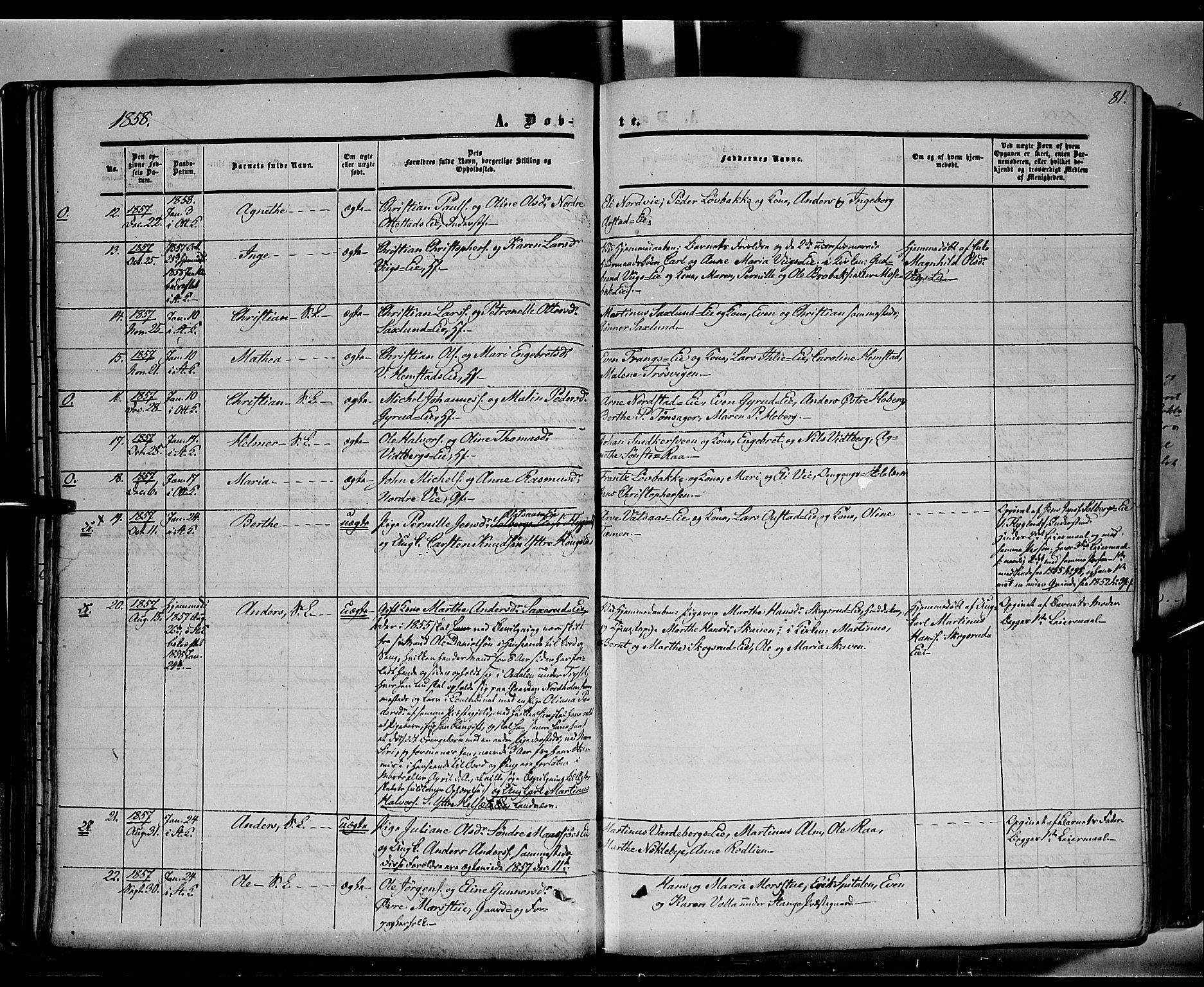 Stange prestekontor, AV/SAH-PREST-002/K/L0012: Parish register (official) no. 12, 1852-1862, p. 81