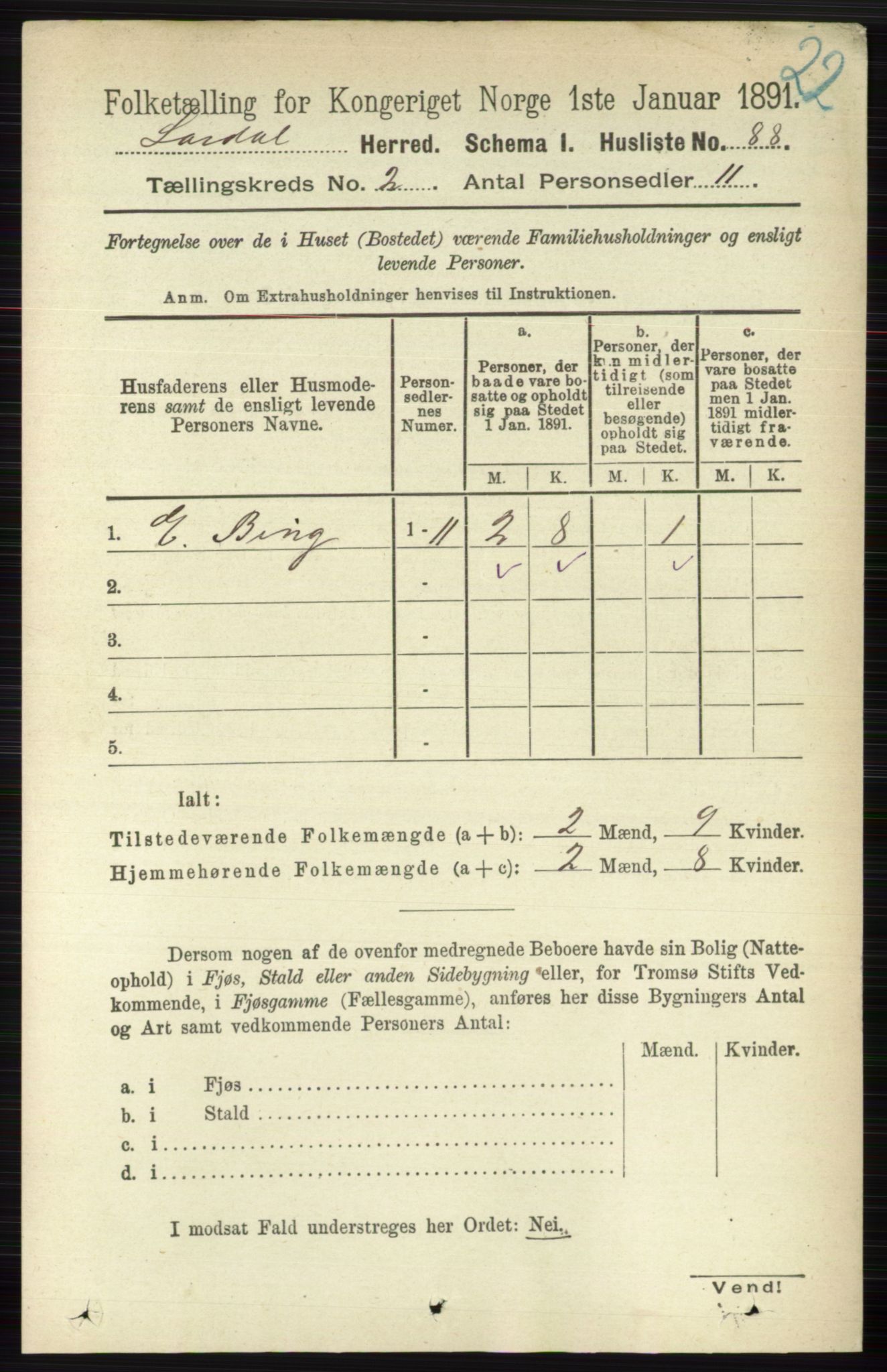 RA, 1891 census for 0728 Lardal, 1891, p. 723