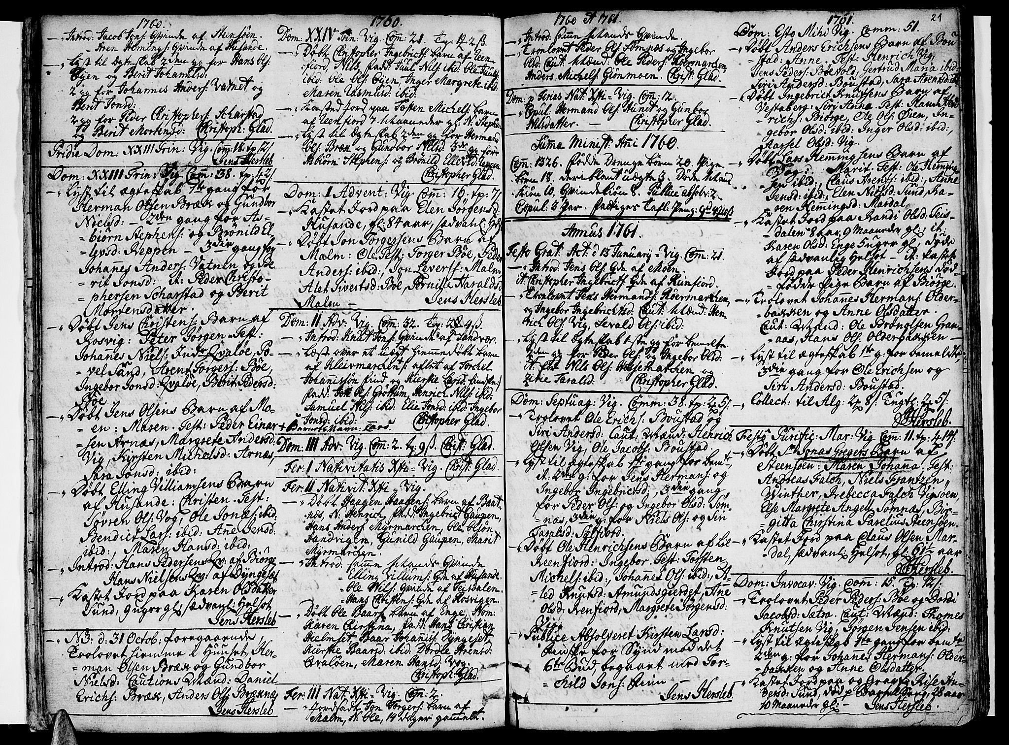 Ministerialprotokoller, klokkerbøker og fødselsregistre - Nordland, SAT/A-1459/812/L0173: Parish register (official) no. 812A02, 1752-1800, p. 21