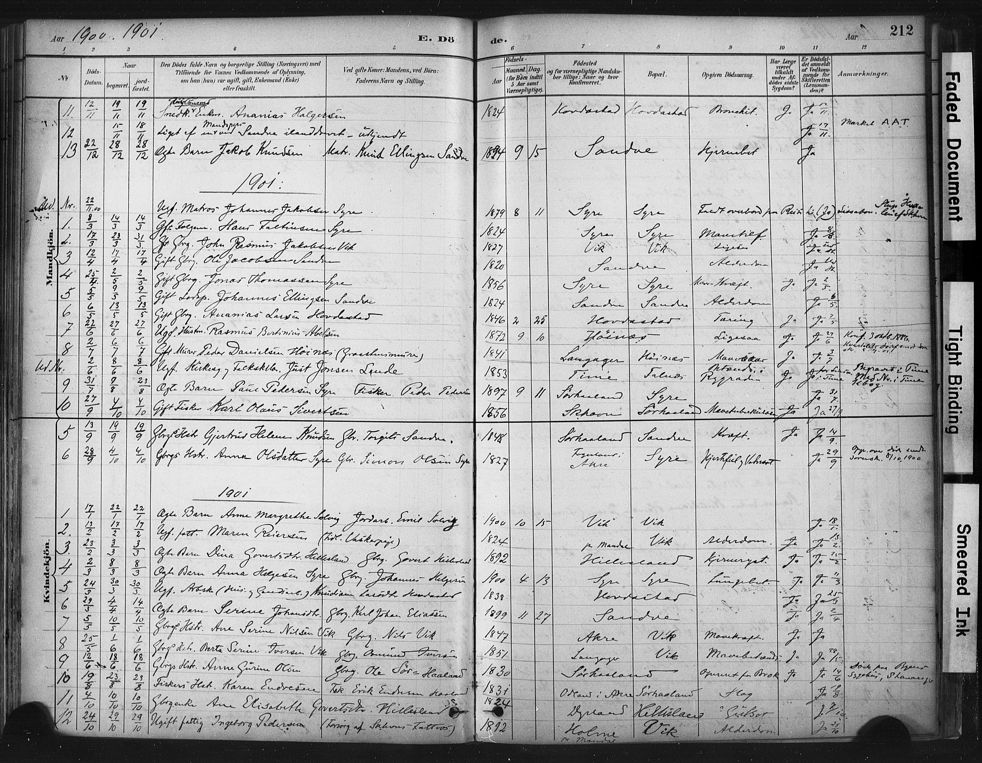 Skudenes sokneprestkontor, SAST/A -101849/H/Ha/Haa/L0009: Parish register (official) no. A 6, 1882-1912, p. 212