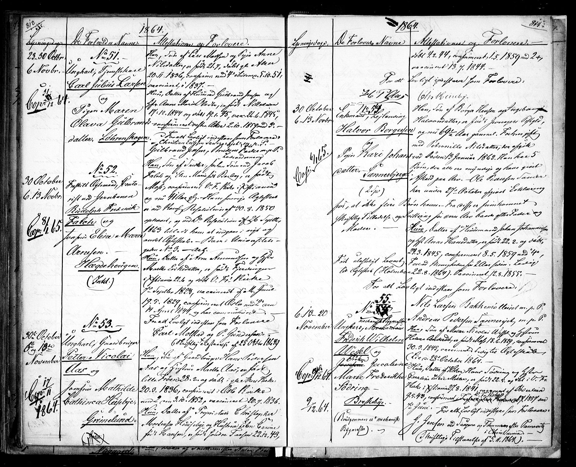 Aker prestekontor kirkebøker, AV/SAO-A-10861/H/L0005: Banns register no. 5, 1853-1864, p. 812-813