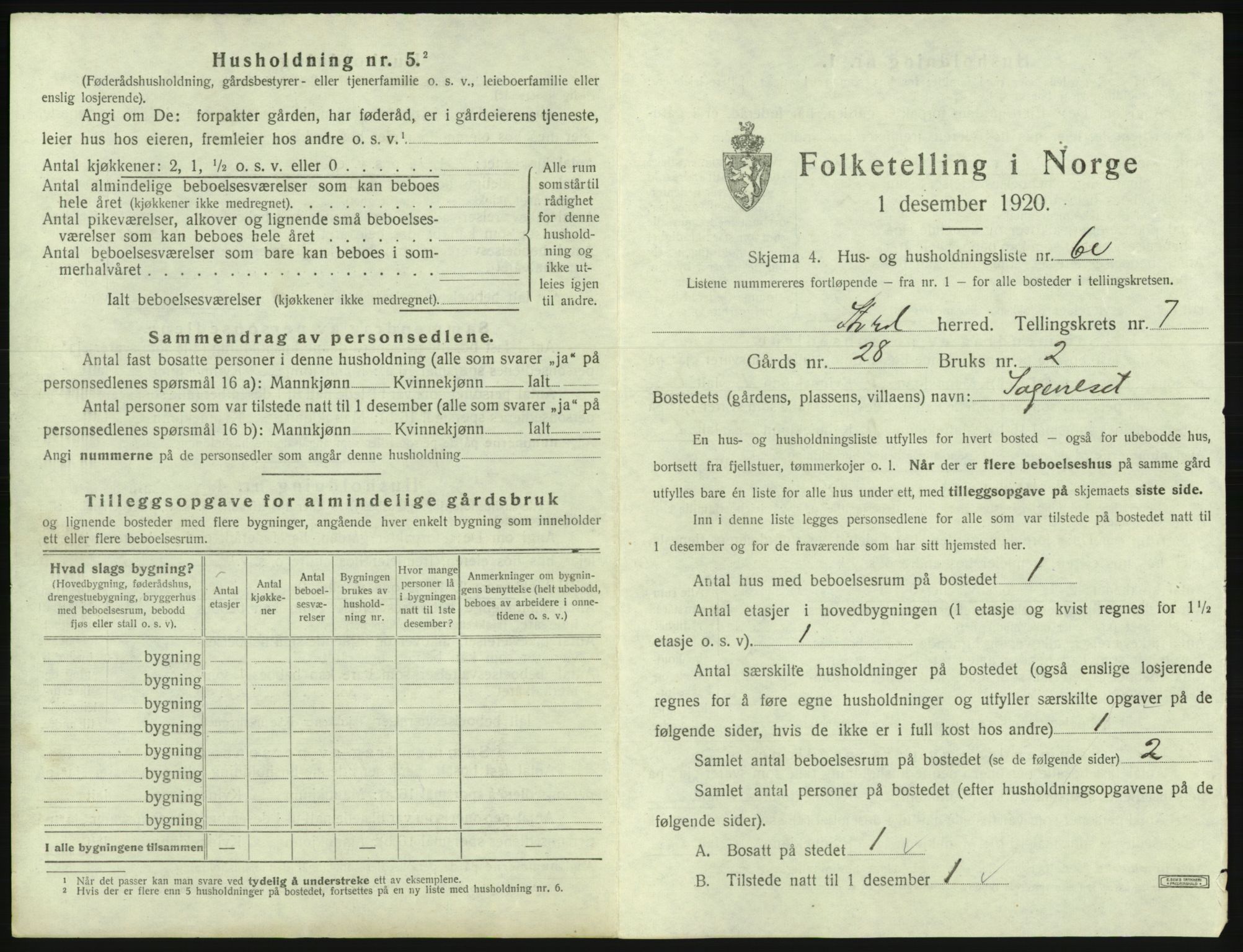 SAB, 1920 census for Stord, 1920, p. 479