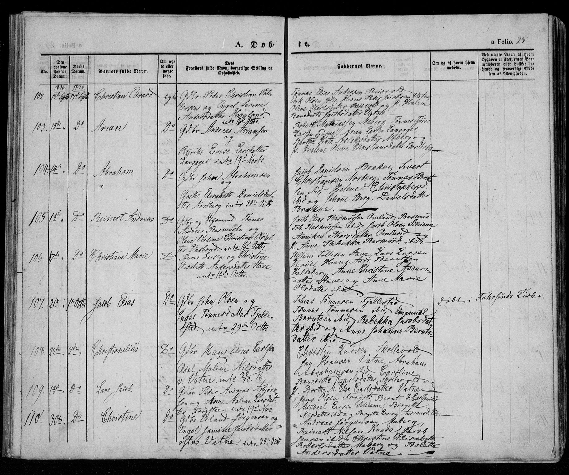 Lista sokneprestkontor, AV/SAK-1111-0027/F/Fa/L0009: Parish register (official) no. A 9, 1835-1846, p. 25