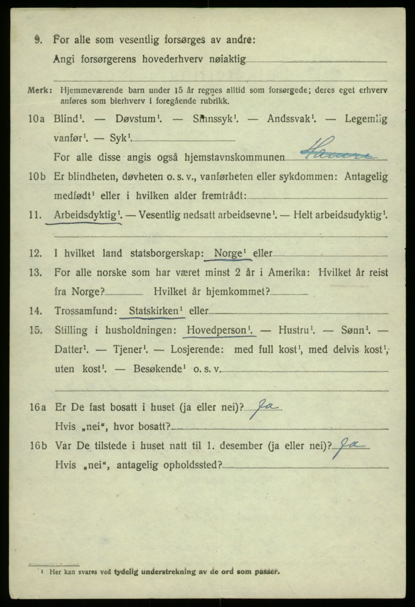 SAB, 1920 census for Haus, 1920, p. 9185