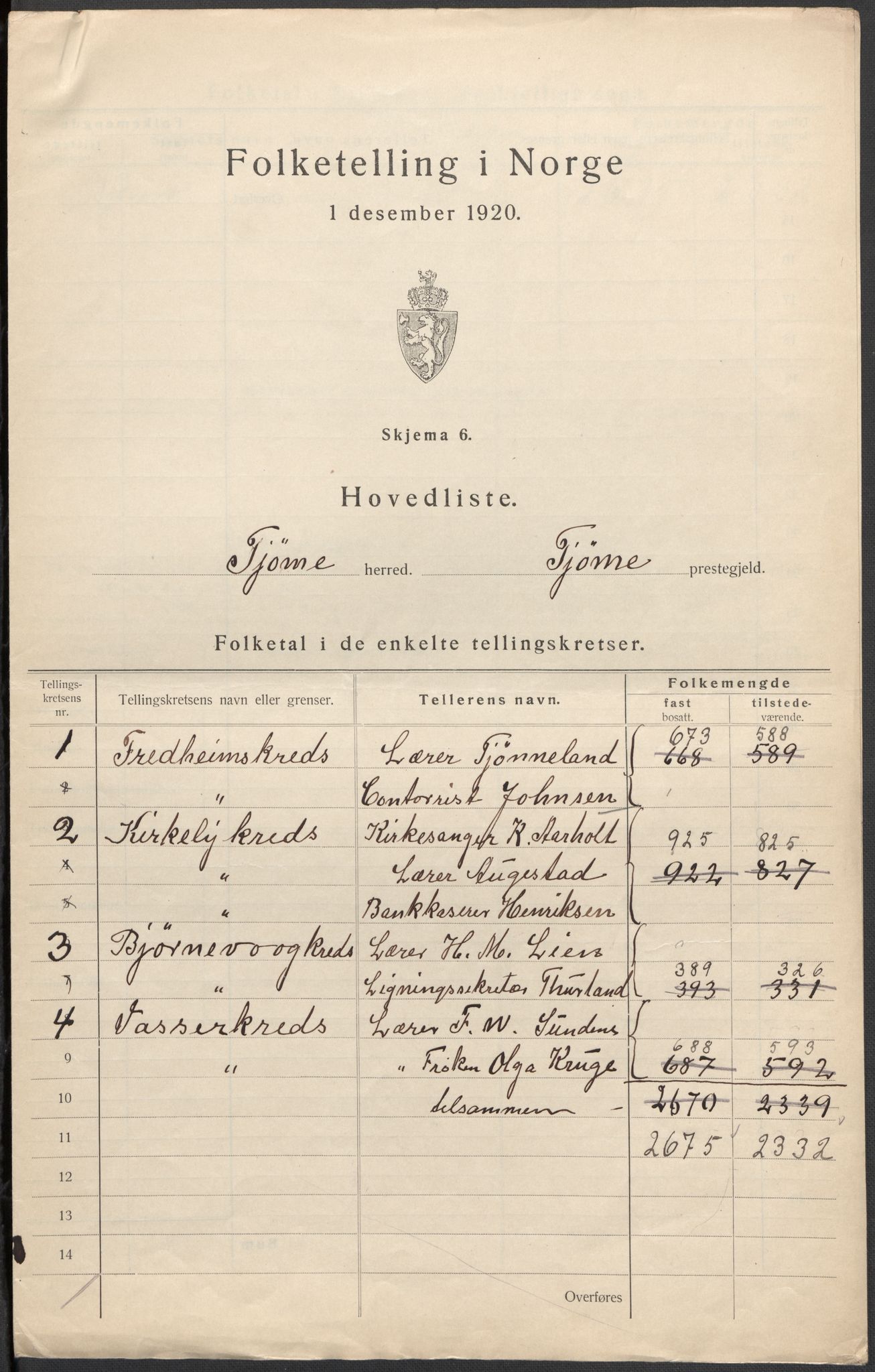 SAKO, 1920 census for Tjøme, 1920, p. 2