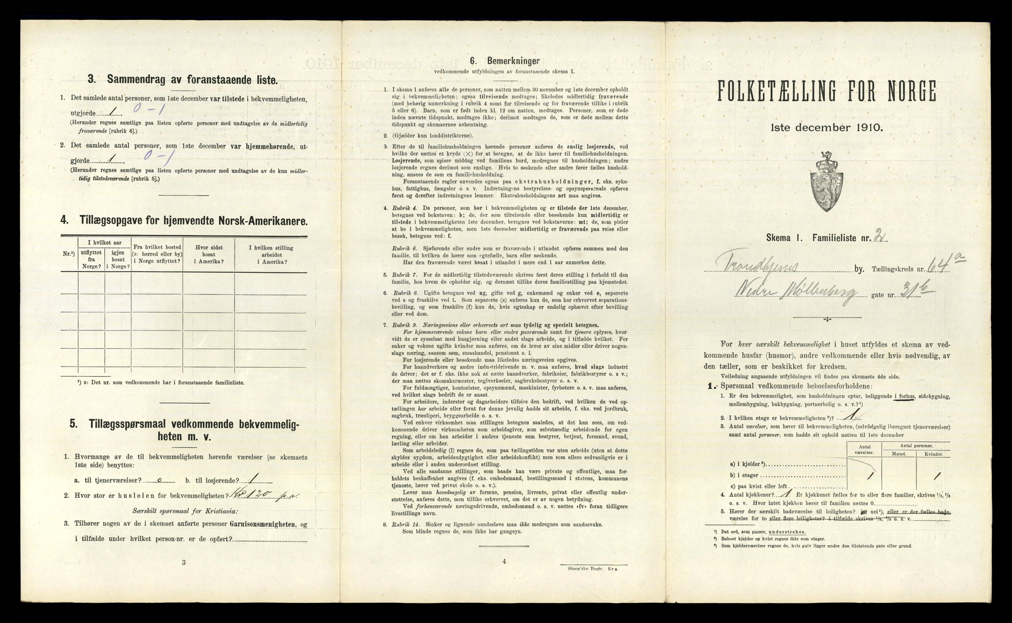 RA, 1910 census for Trondheim, 1910, p. 17253