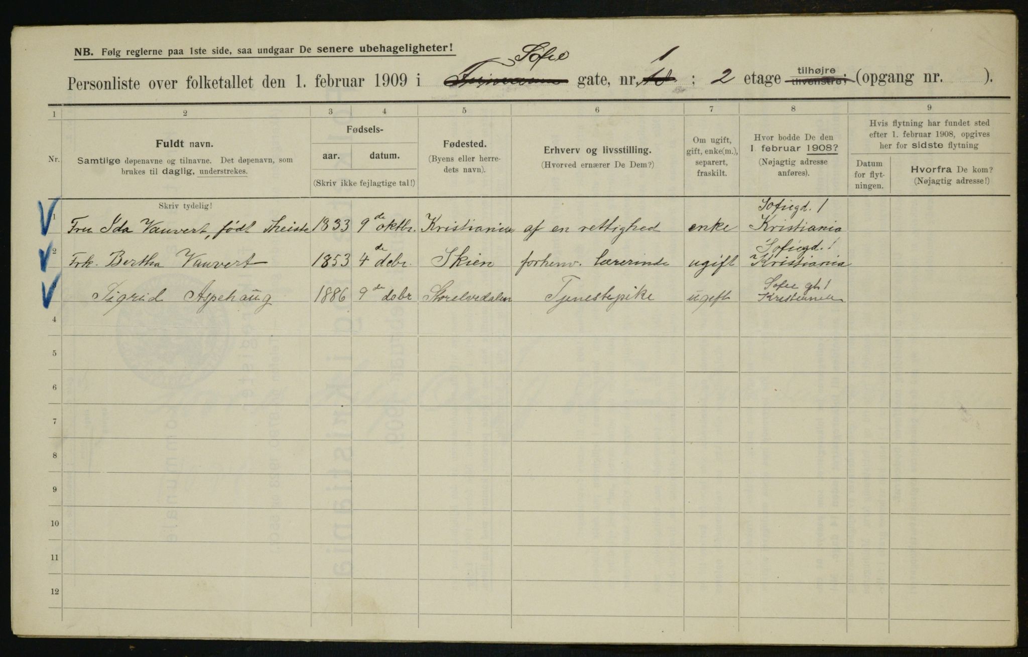 OBA, Municipal Census 1909 for Kristiania, 1909, p. 89484