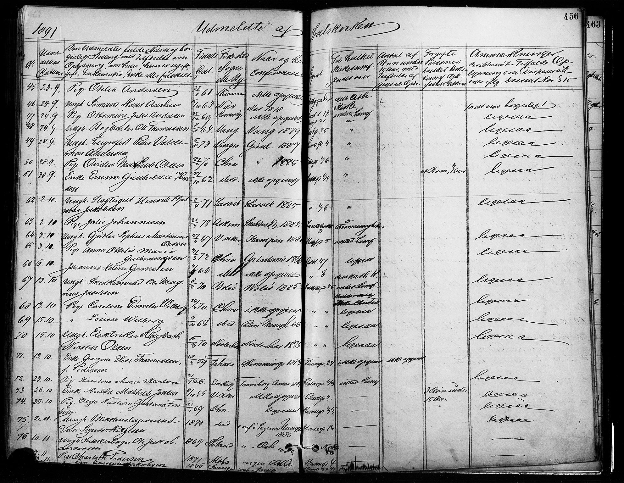 Grønland prestekontor Kirkebøker, AV/SAO-A-10848/F/Fa/L0008: Parish register (official) no. 8, 1881-1893, p. 456