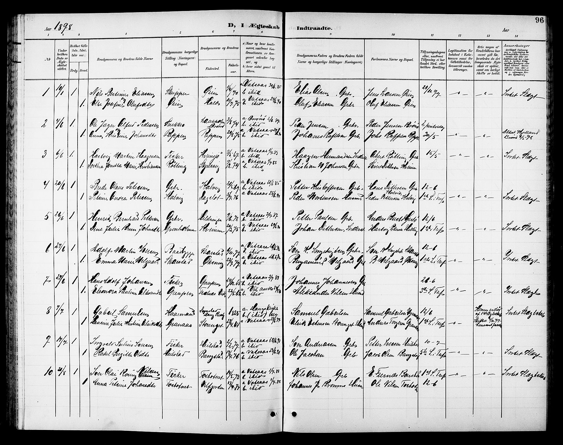 Ministerialprotokoller, klokkerbøker og fødselsregistre - Nordland, SAT/A-1459/810/L0161: Parish register (copy) no. 810C04, 1897-1910, p. 96