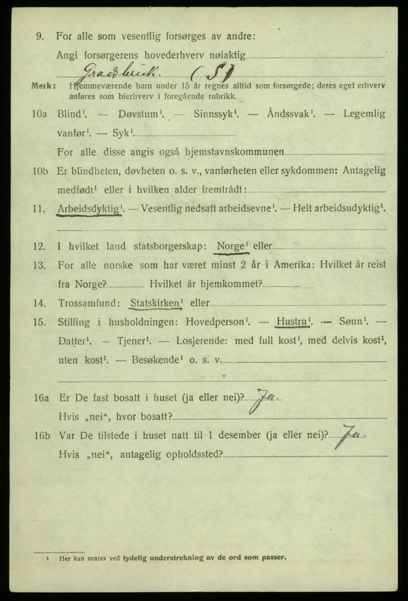 SAB, 1920 census for Lavik, 1920, p. 2267