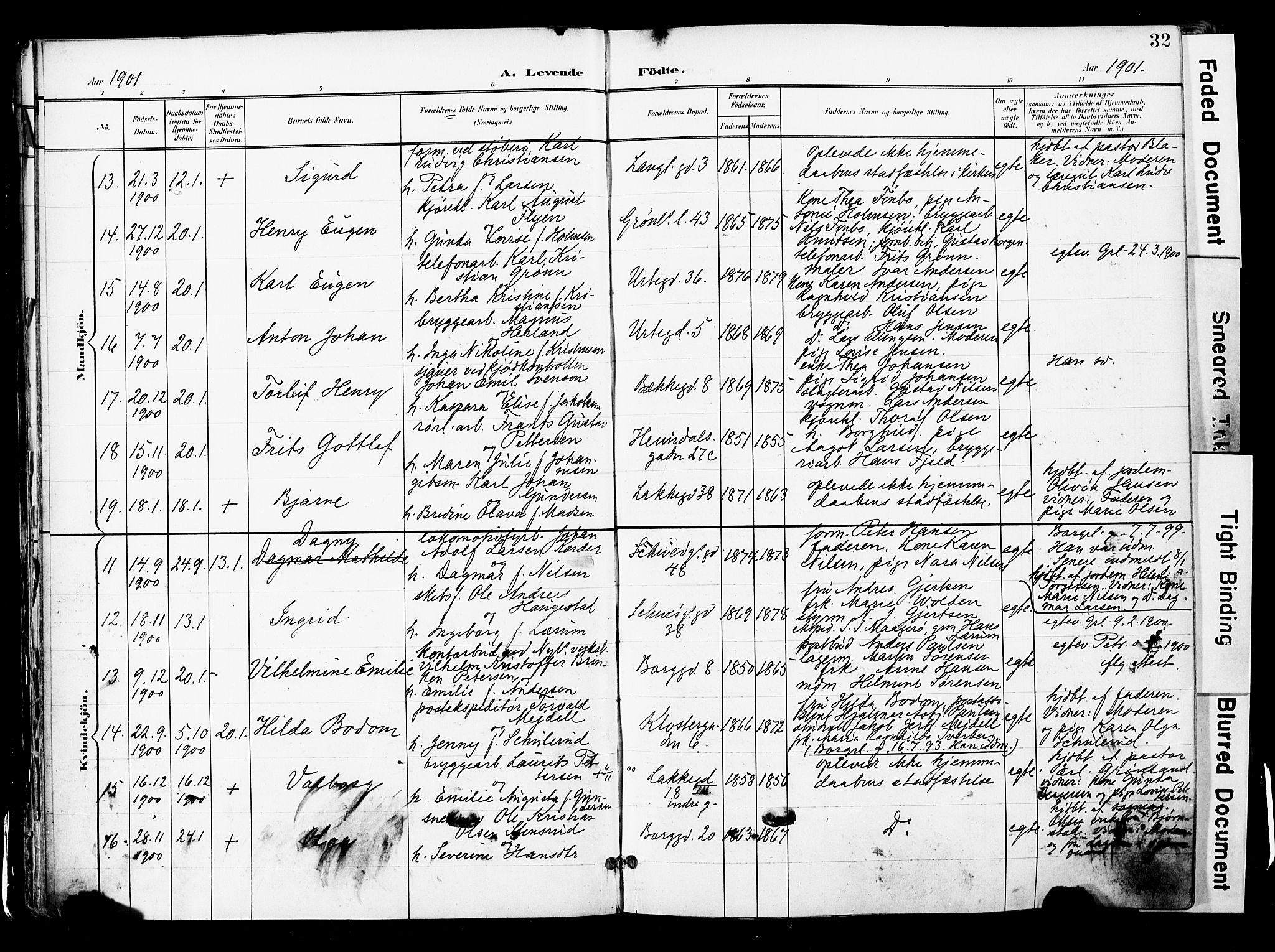 Grønland prestekontor Kirkebøker, AV/SAO-A-10848/F/Fa/L0014: Parish register (official) no. 14, 1900-1911, p. 32