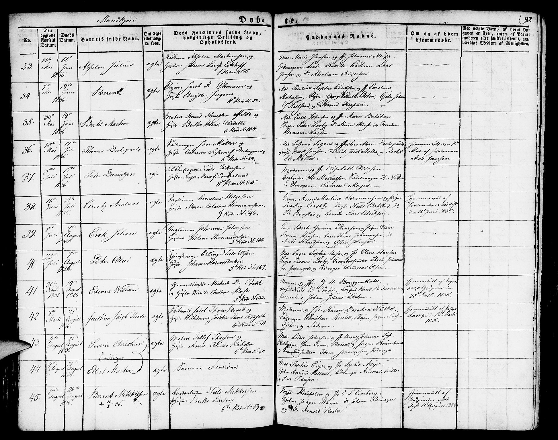Nykirken Sokneprestembete, SAB/A-77101/H/Haa/L0012: Parish register (official) no. A 12, 1821-1844, p. 92