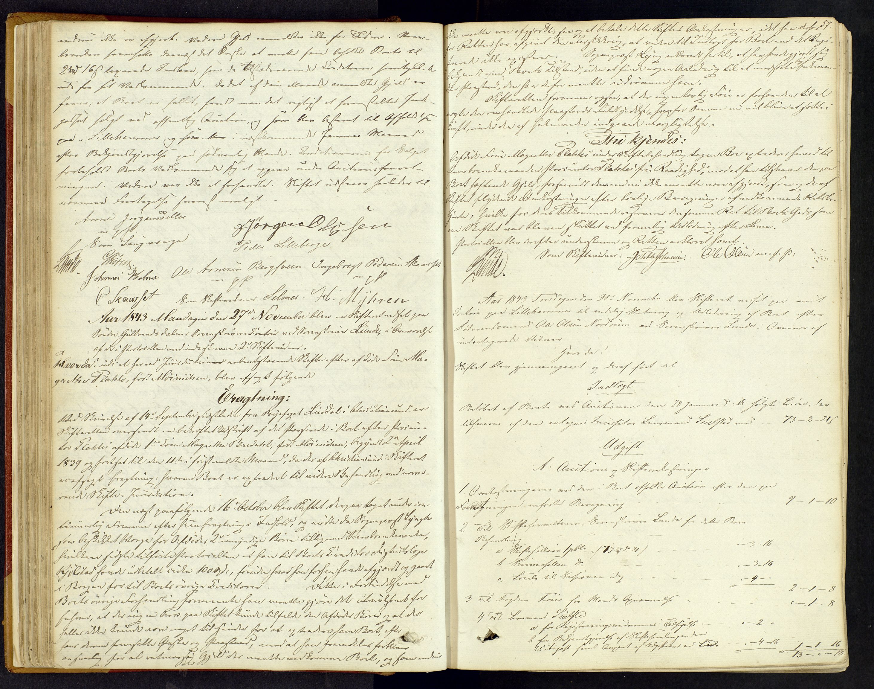 Sør-Gudbrandsdal tingrett, SAH/TING-004/J/Ja/Jac/L0001: Skifteforhandlings- og skifteutlodningsprotokoll, 1842-1853, p. 56b-57a