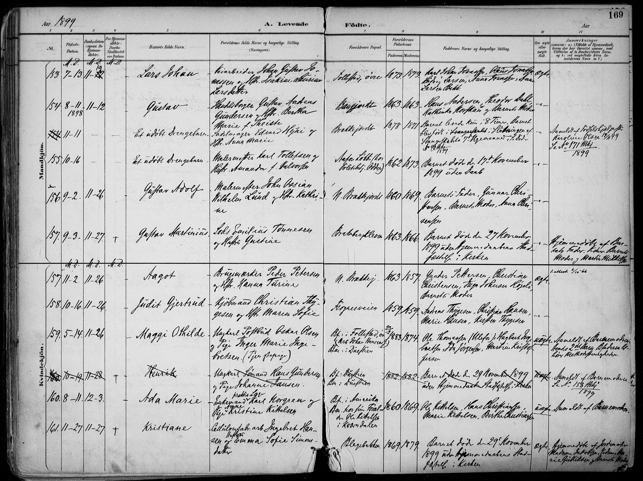 Skien kirkebøker, SAKO/A-302/F/Fa/L0010: Parish register (official) no. 10, 1891-1899, p. 169