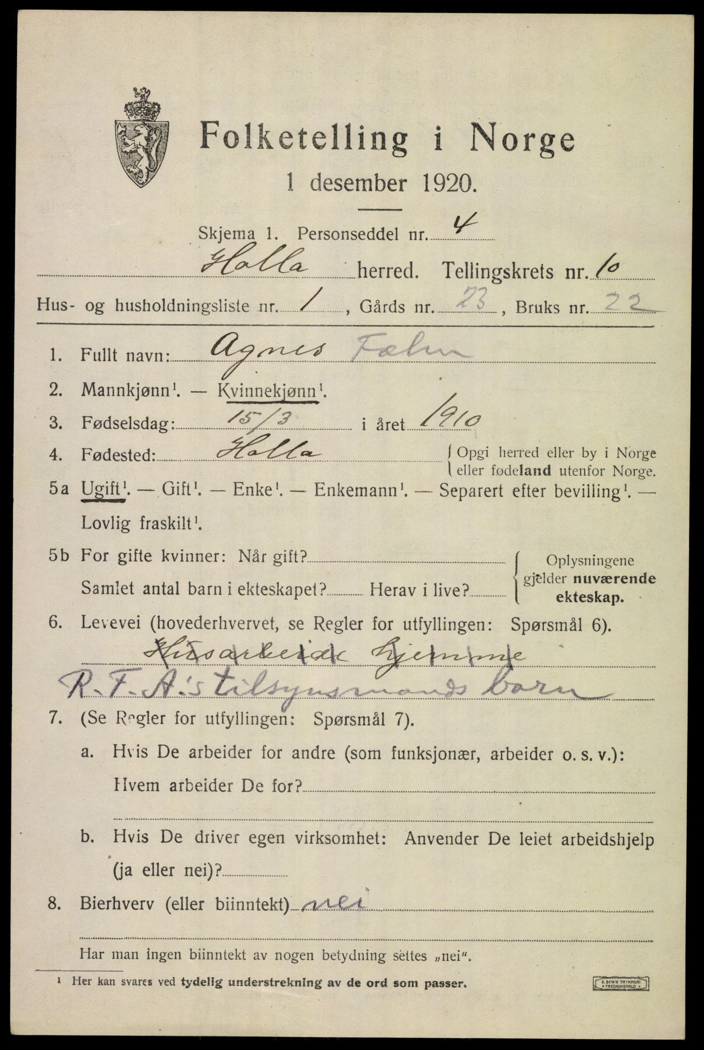 SAKO, 1920 census for Holla, 1920, p. 6083