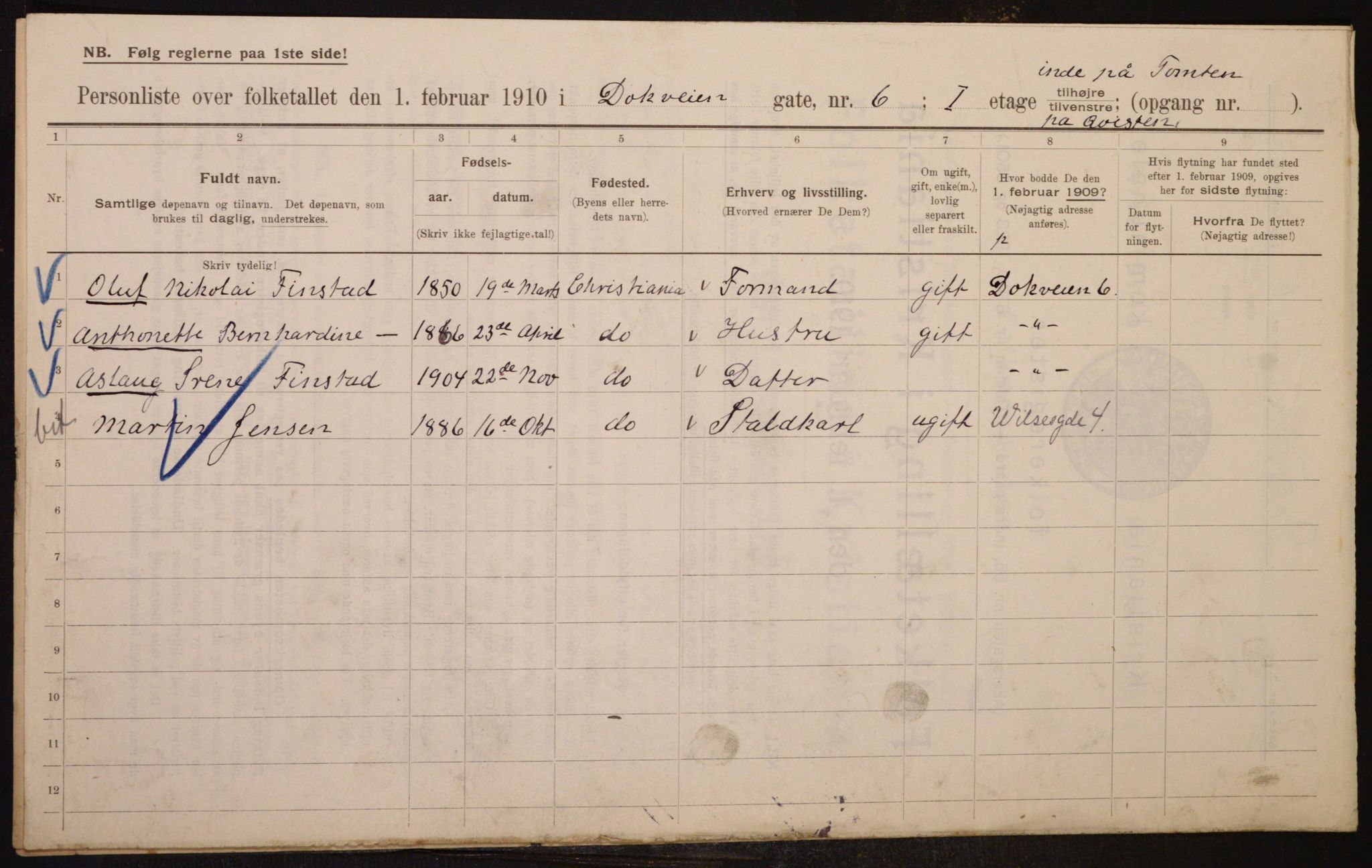 OBA, Municipal Census 1910 for Kristiania, 1910, p. 15183