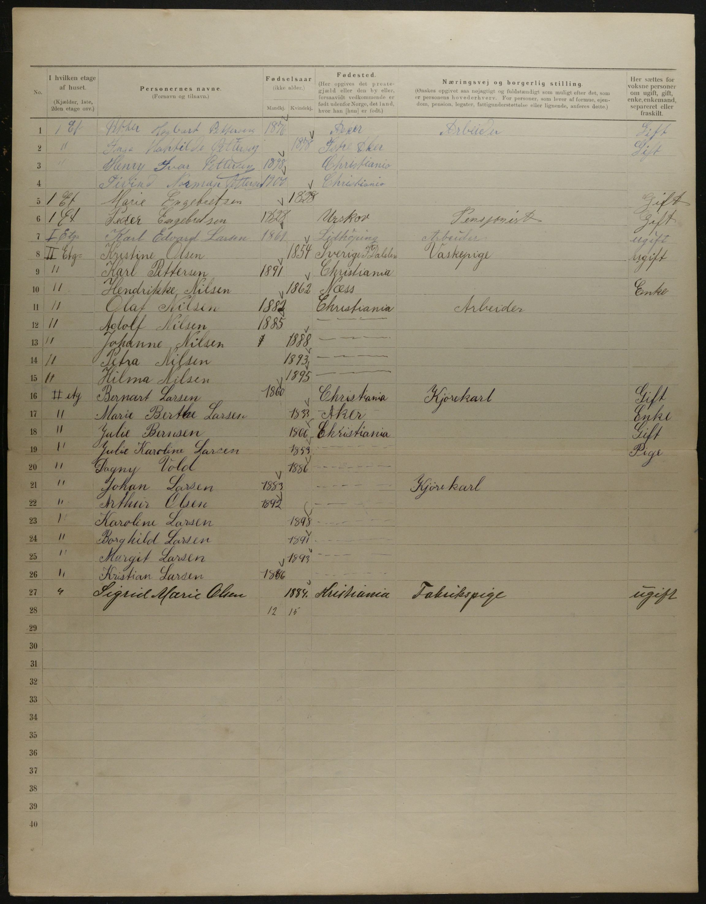 OBA, Municipal Census 1901 for Kristiania, 1901, p. 16257