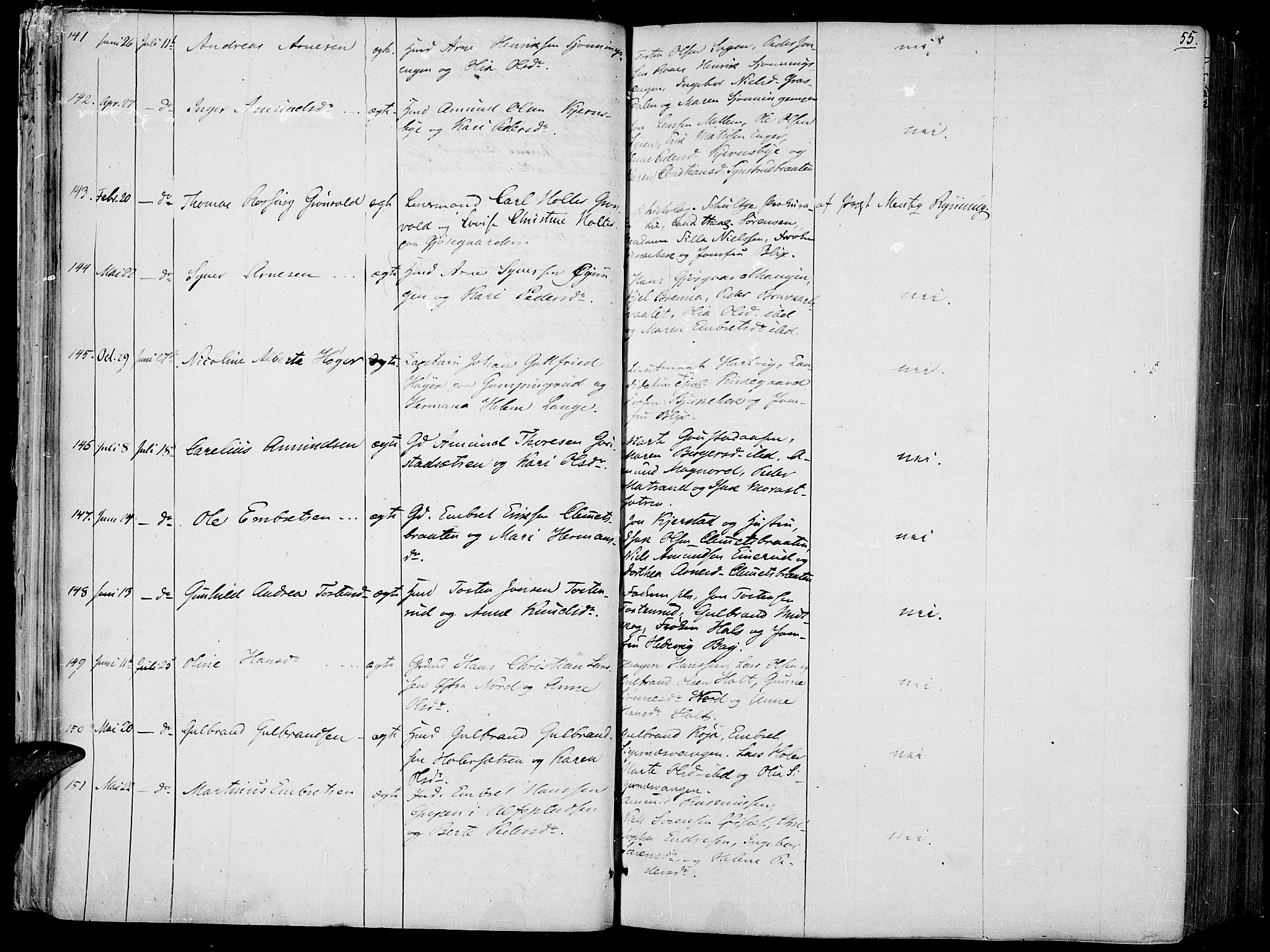 Vinger prestekontor, AV/SAH-PREST-024/H/Ha/Haa/L0008: Parish register (official) no. 8, 1839-1847, p. 55