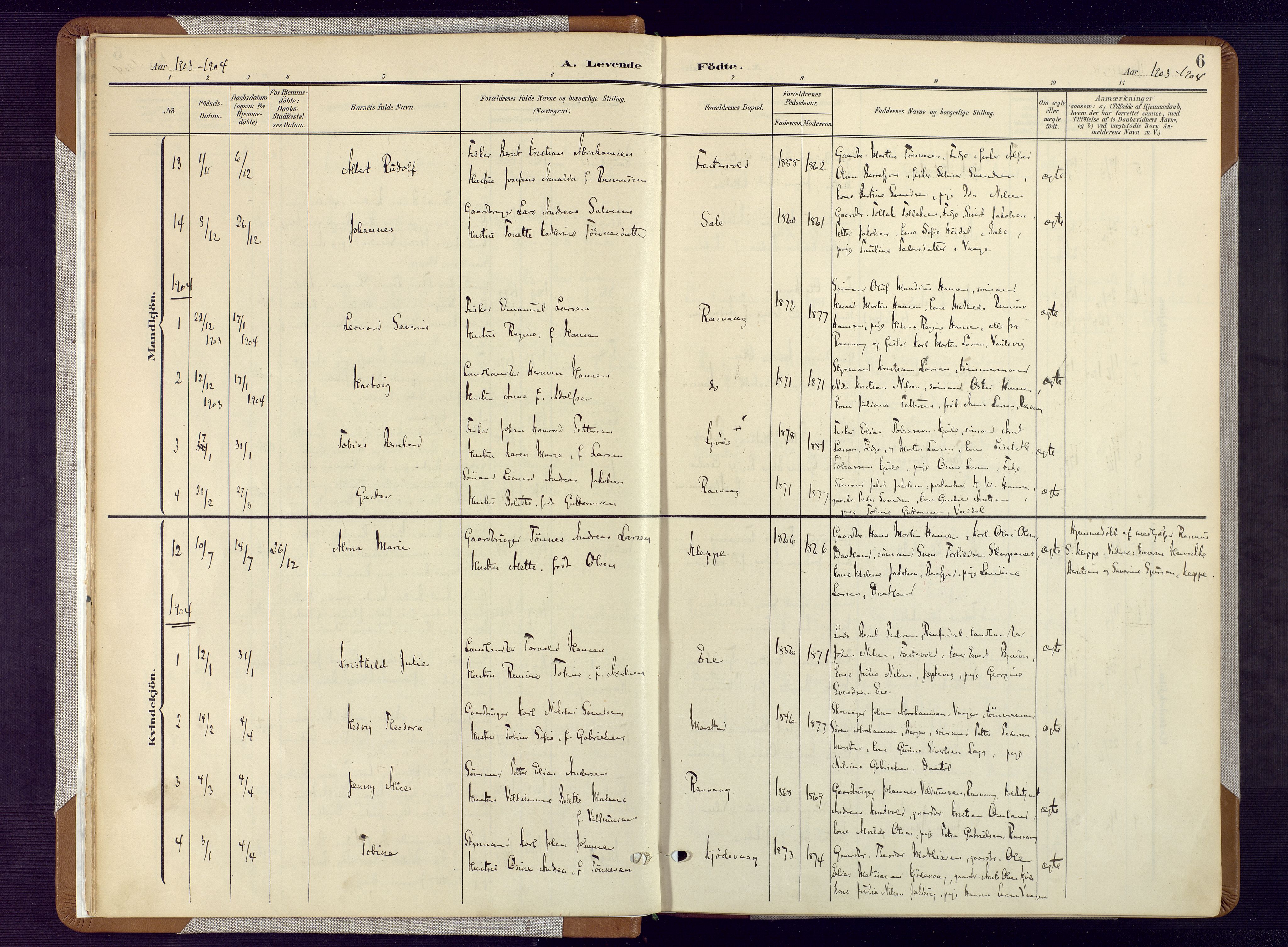 Flekkefjord sokneprestkontor, AV/SAK-1111-0012/F/Fa/Fab/L0007: Parish register (official) no. A 7, 1902-1921, p. 6