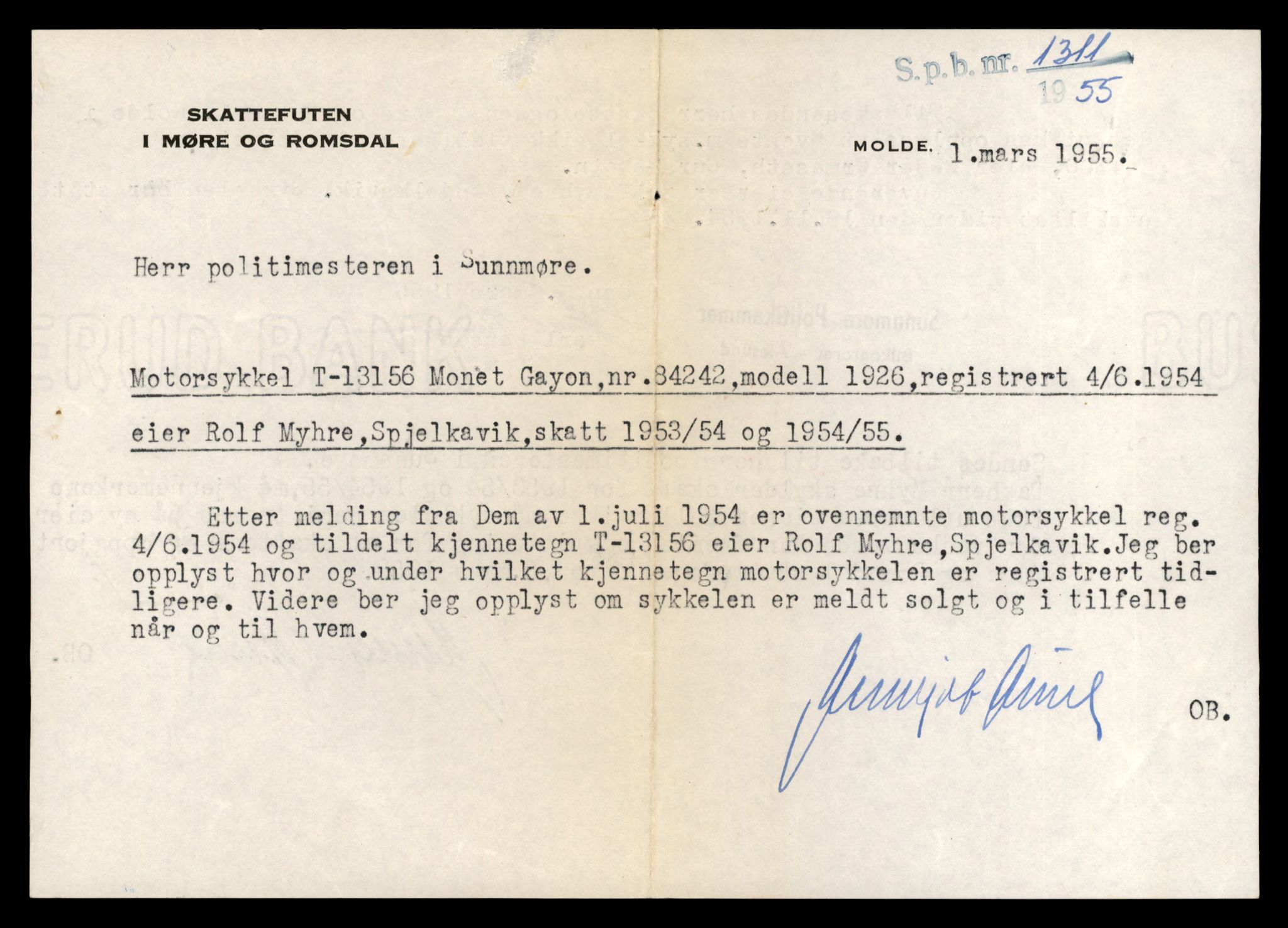 Møre og Romsdal vegkontor - Ålesund trafikkstasjon, AV/SAT-A-4099/F/Fe/L0037: Registreringskort for kjøretøy T 13031 - T 13179, 1927-1998, p. 2441