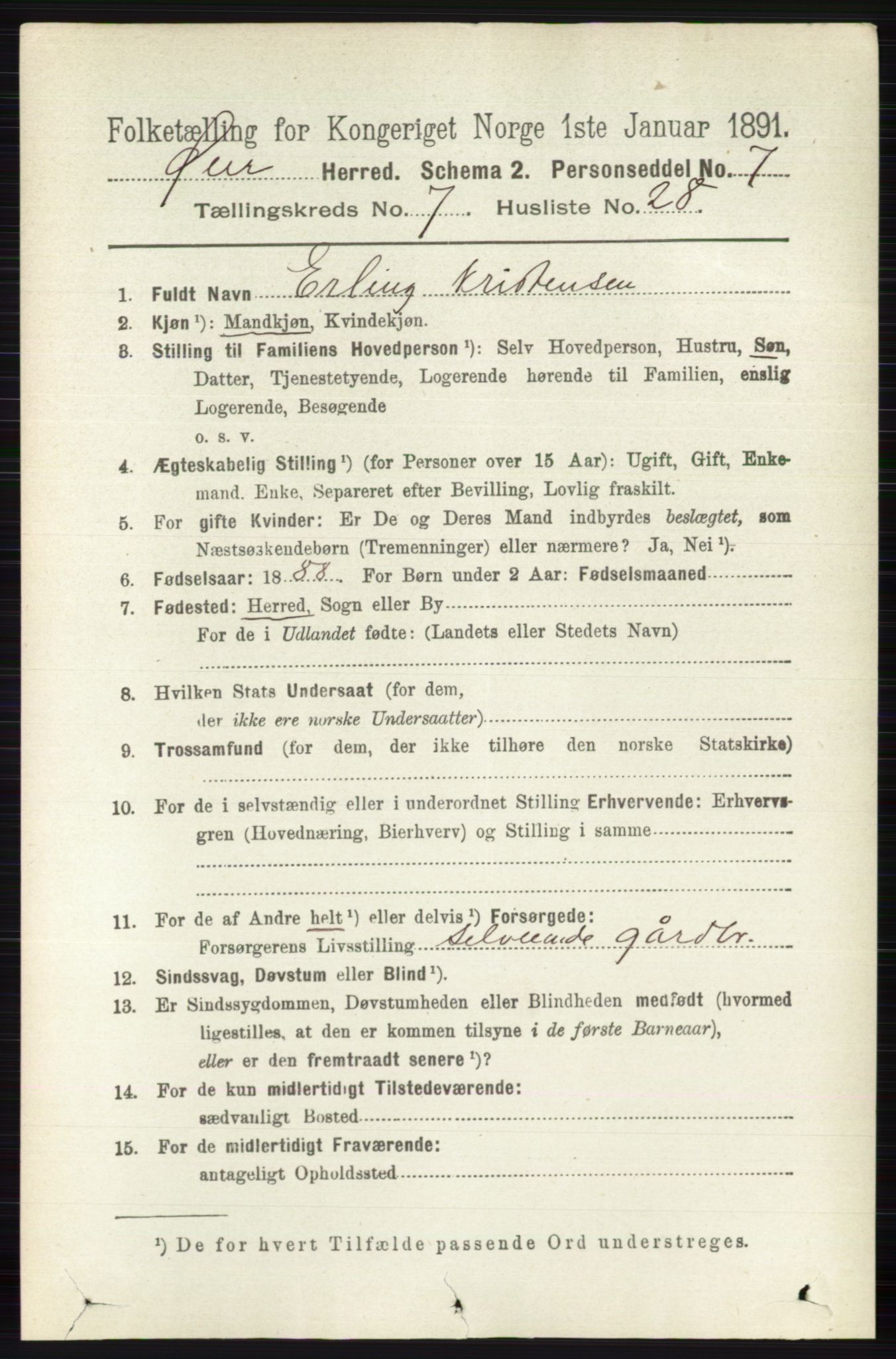 RA, 1891 census for 0521 Øyer, 1891, p. 2633