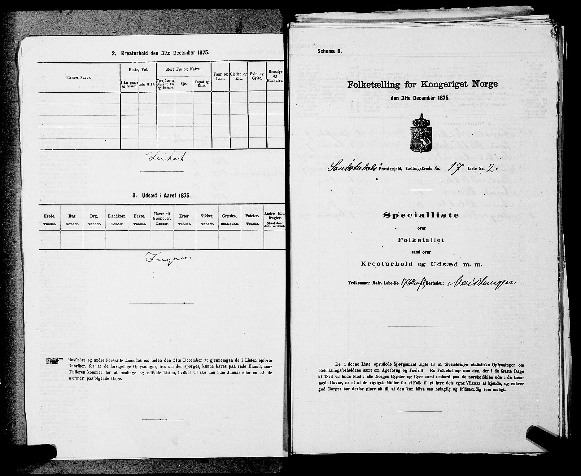 SAKO, 1875 census for 0816P Sannidal, 1875, p. 1315