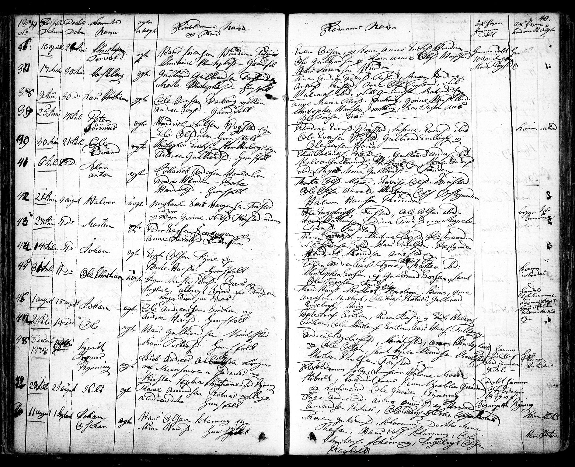 Nes prestekontor Kirkebøker, AV/SAO-A-10410/F/Fa/L0006: Parish register (official) no. I 6, 1833-1845, p. 40