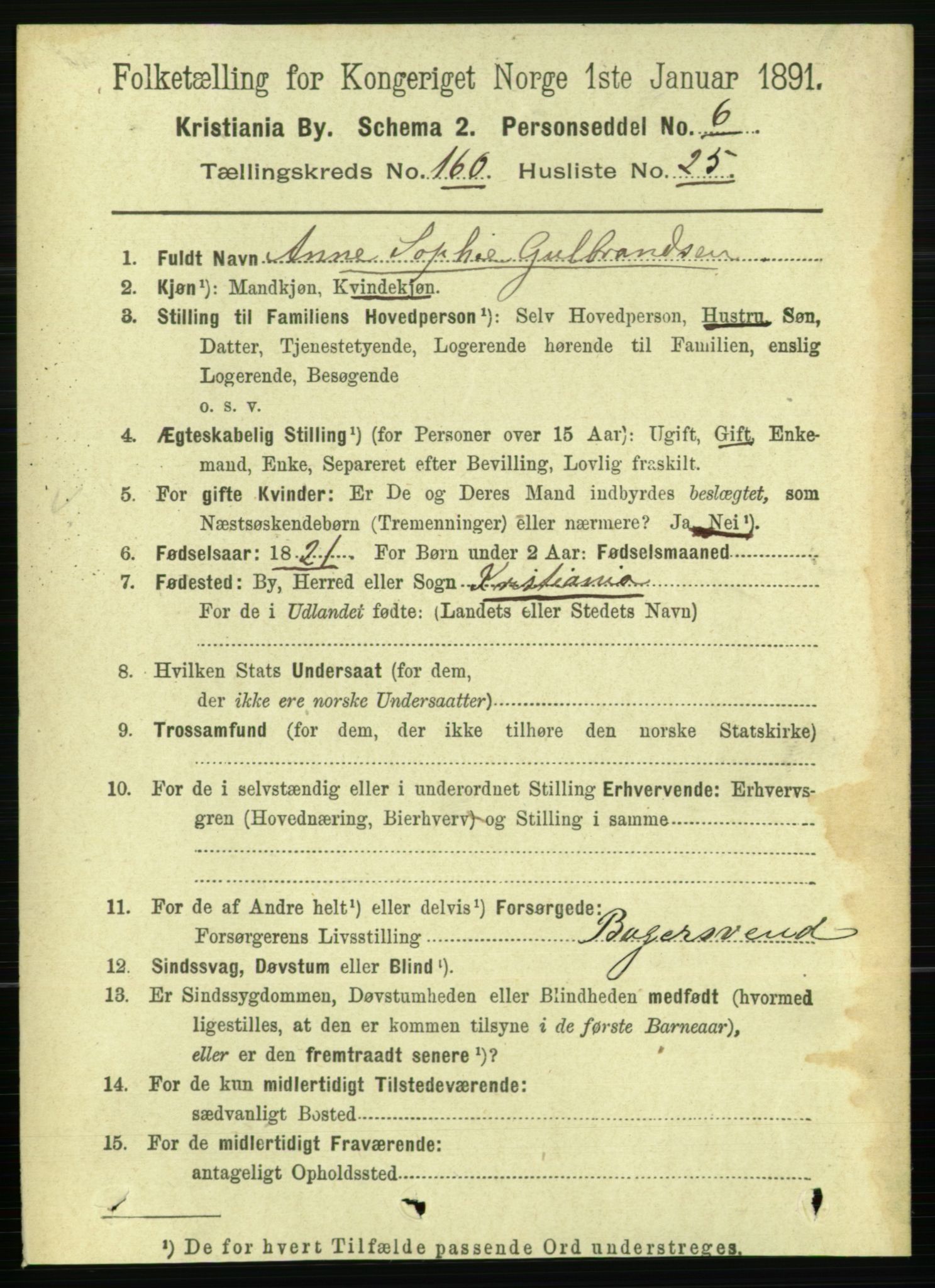 RA, 1891 census for 0301 Kristiania, 1891, p. 91312