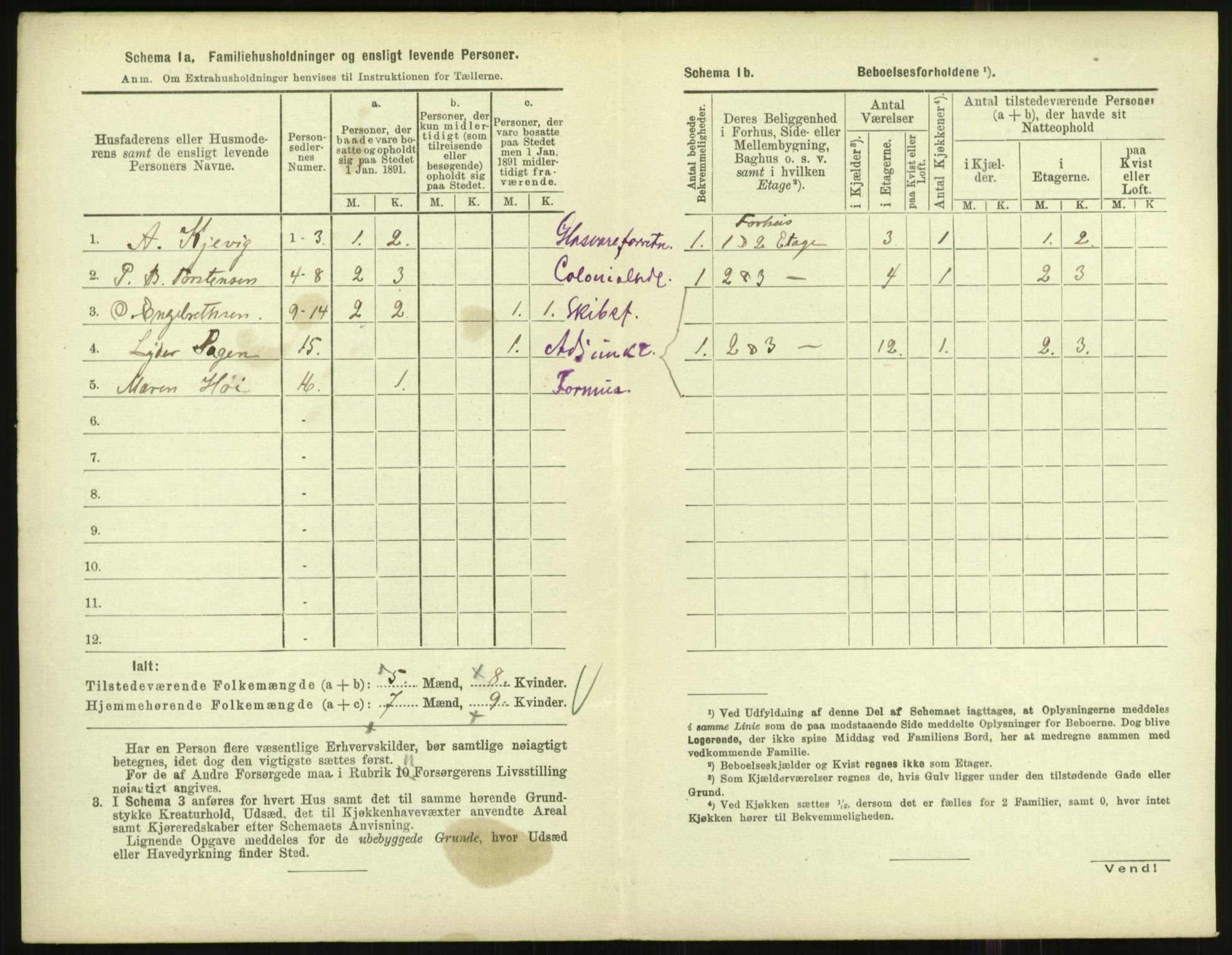 RA, 1891 census for 1001 Kristiansand, 1891, p. 2151