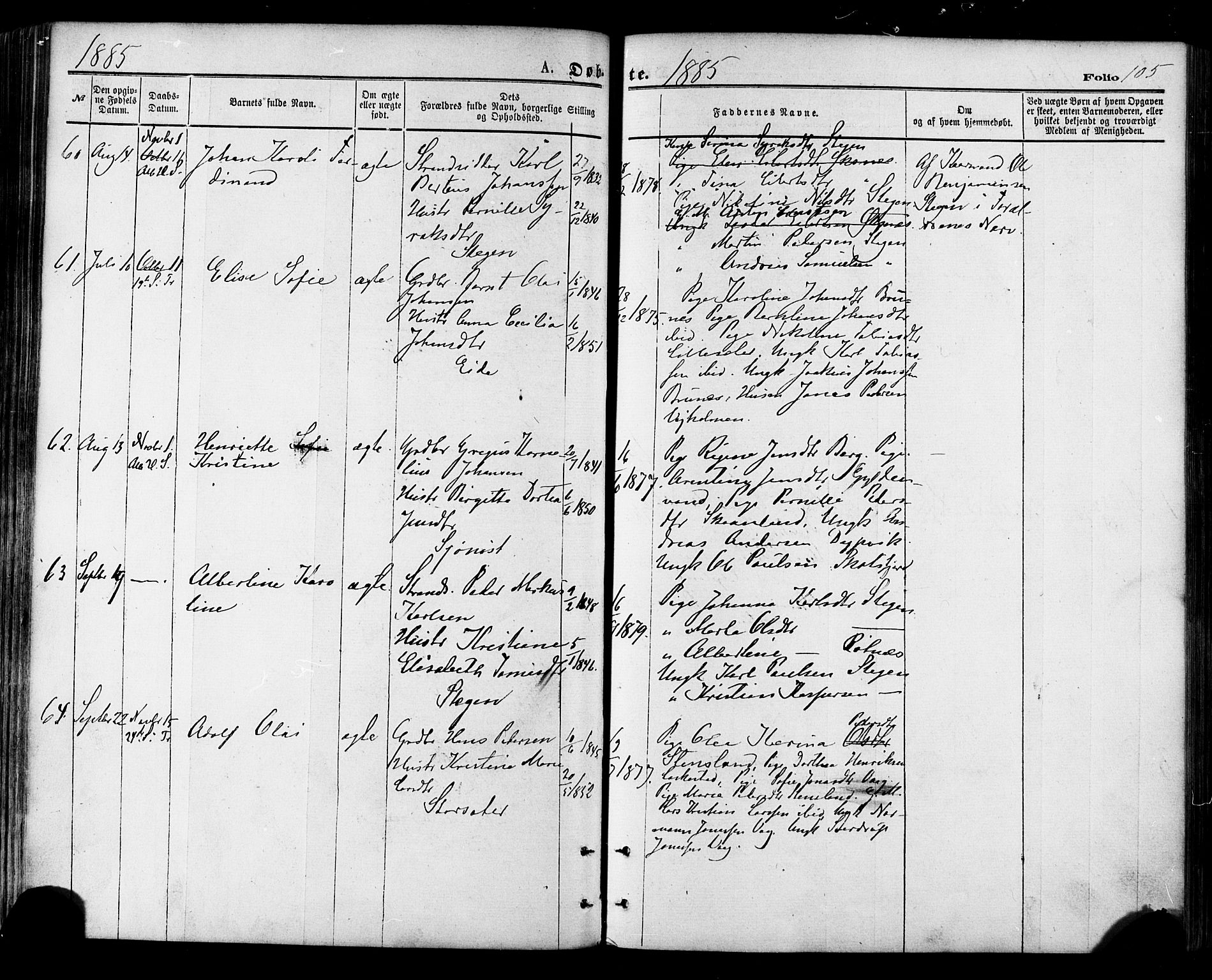 Ministerialprotokoller, klokkerbøker og fødselsregistre - Nordland, AV/SAT-A-1459/855/L0802: Parish register (official) no. 855A10, 1875-1886, p. 105