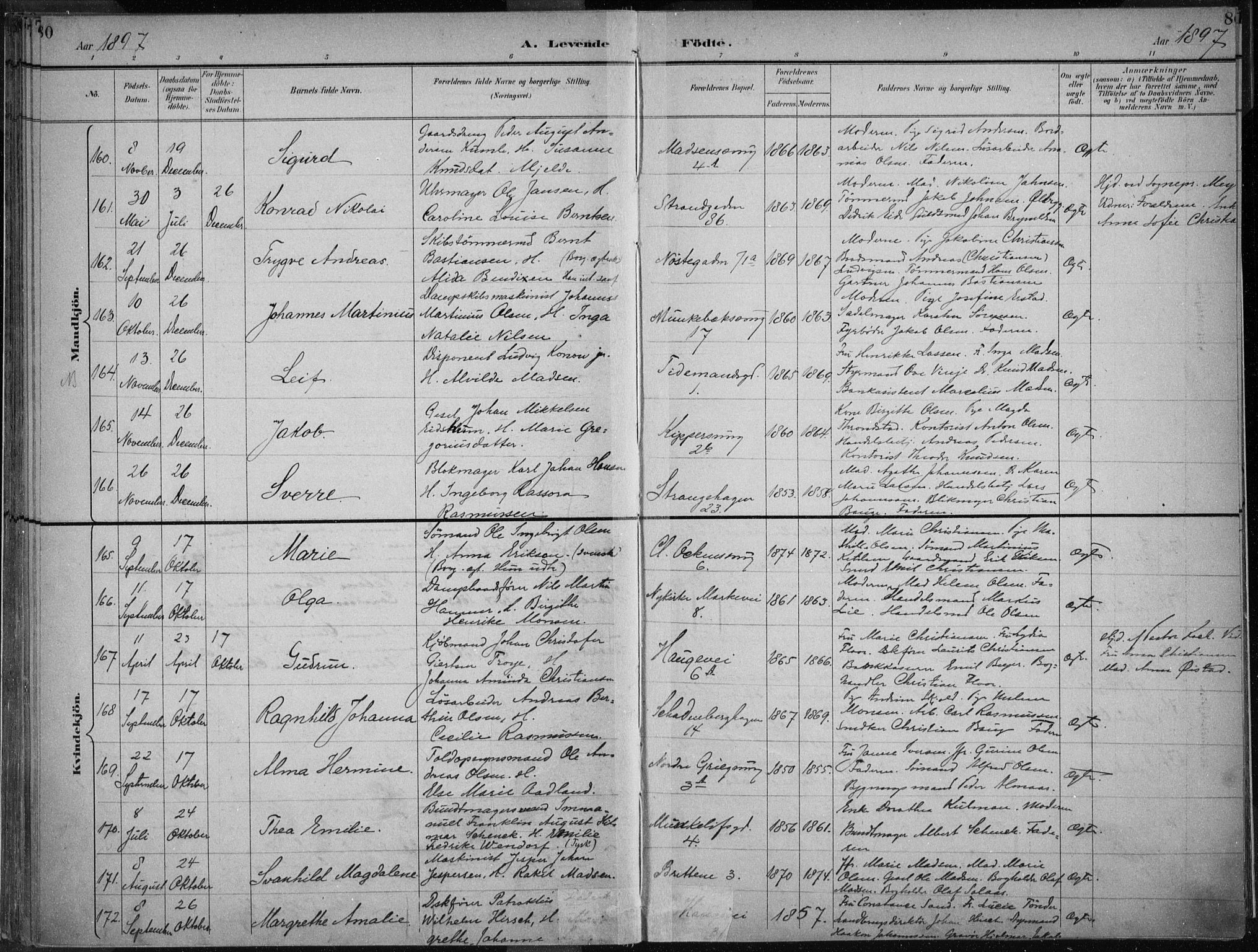 Nykirken Sokneprestembete, AV/SAB-A-77101/H/Haa/L0018: Parish register (official) no. B 6, 1895-1903, p. 80