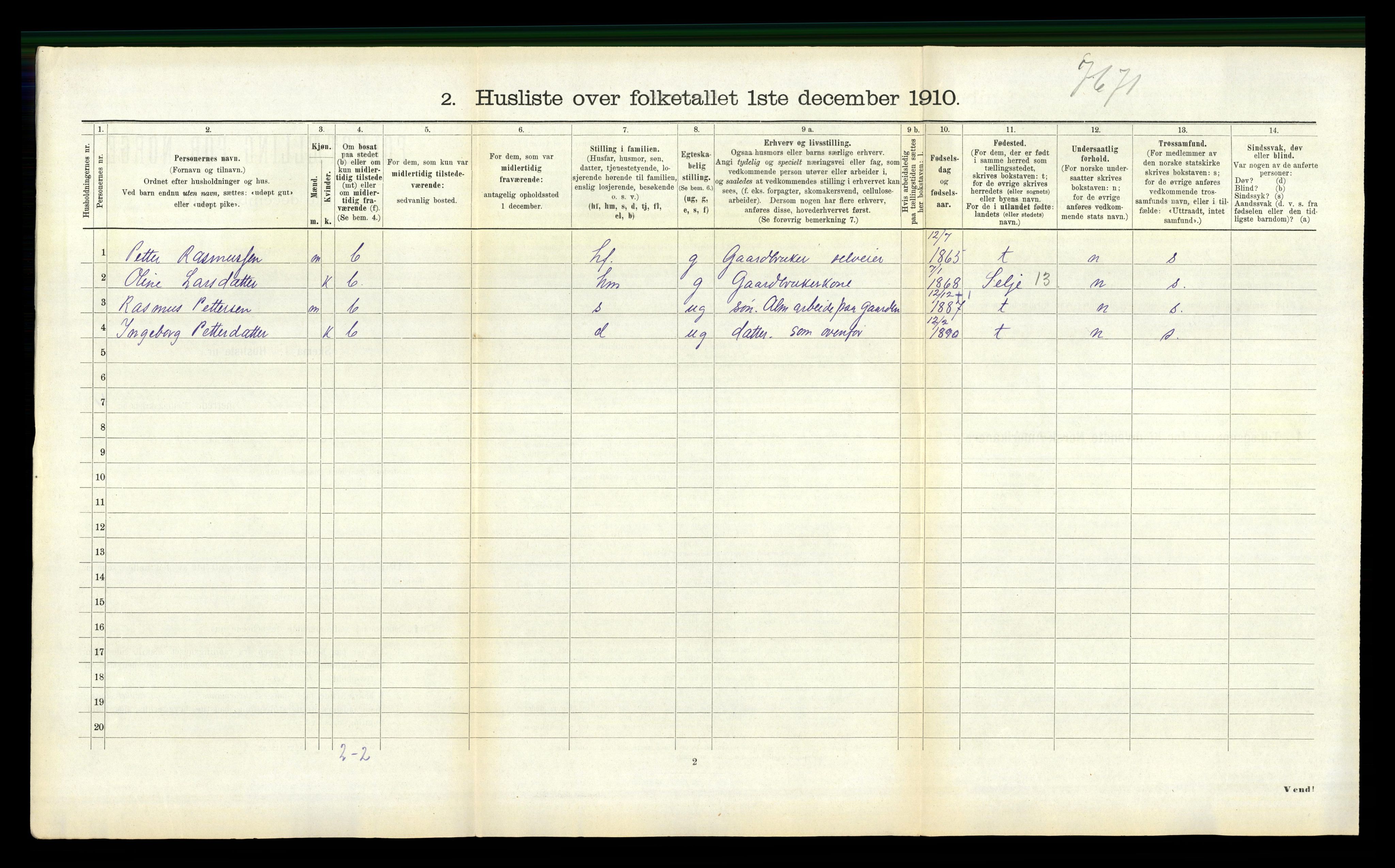 RA, 1910 census for Vanylven, 1910, p. 256