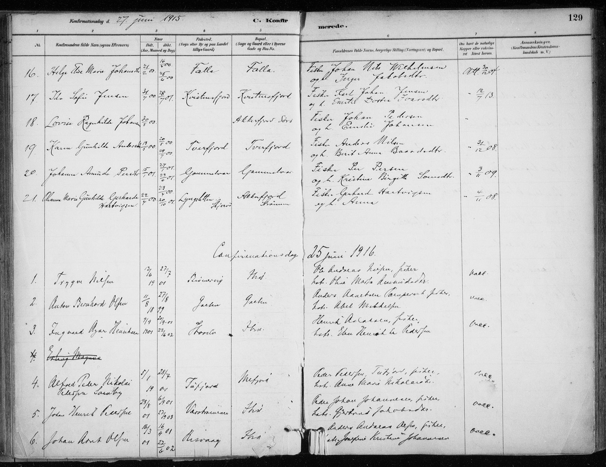 Hammerfest sokneprestkontor, SATØ/S-1347/H/Ha/L0013.kirke: Parish register (official) no. 13, 1898-1917, p. 129