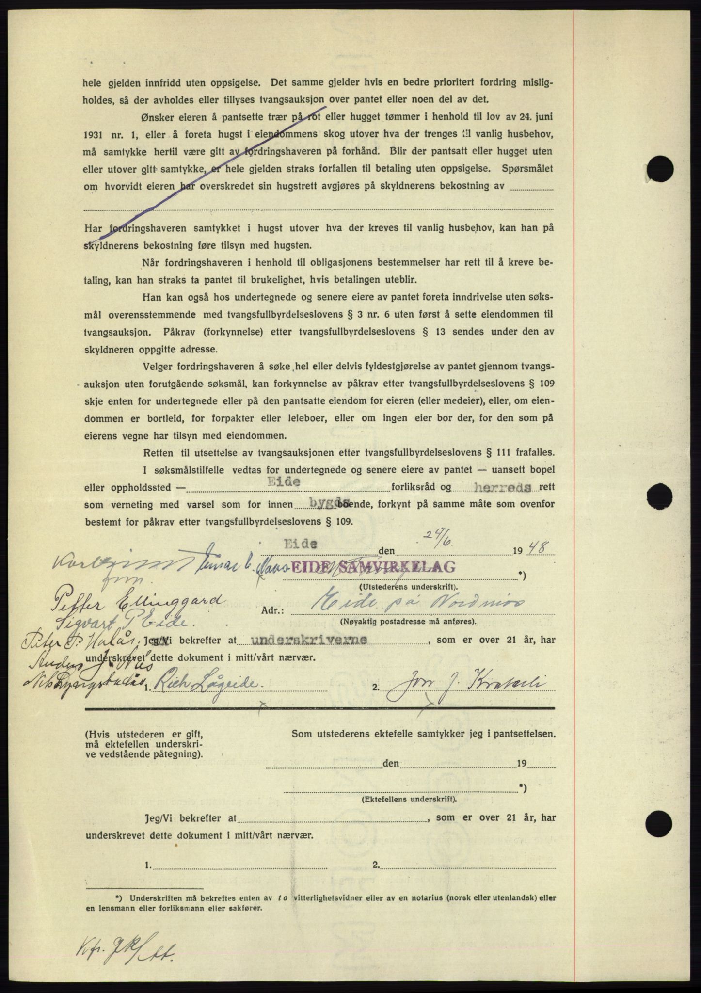 Nordmøre sorenskriveri, AV/SAT-A-4132/1/2/2Ca: Mortgage book no. B99, 1948-1948, Diary no: : 1881/1948