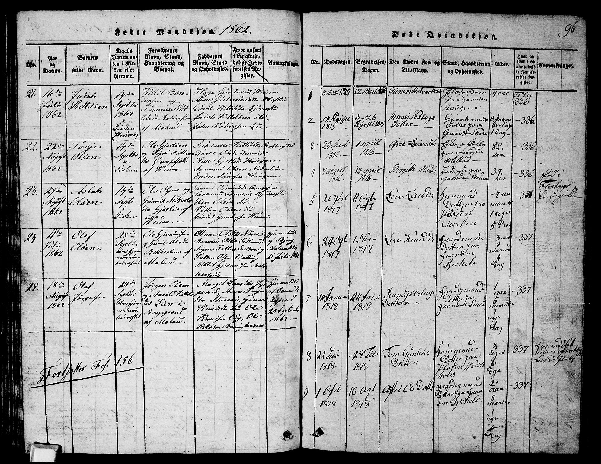 Fyresdal kirkebøker, AV/SAKO-A-263/G/Ga/L0003: Parish register (copy) no. I 3, 1815-1863, p. 96