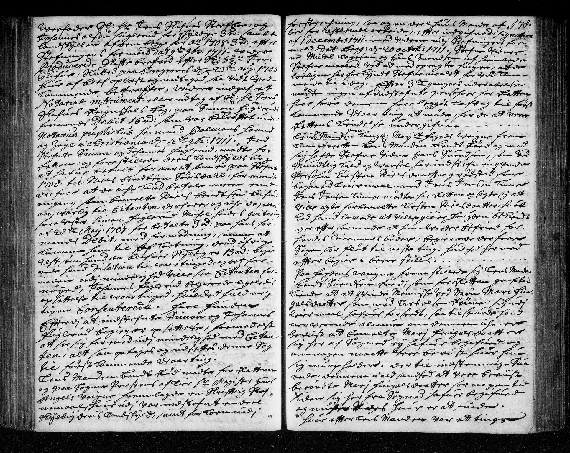 Lier, Røyken og Hurum sorenskriveri, SAKO/A-89/F/Fa/L0042: Tingbok, 1707-1712, p. 178