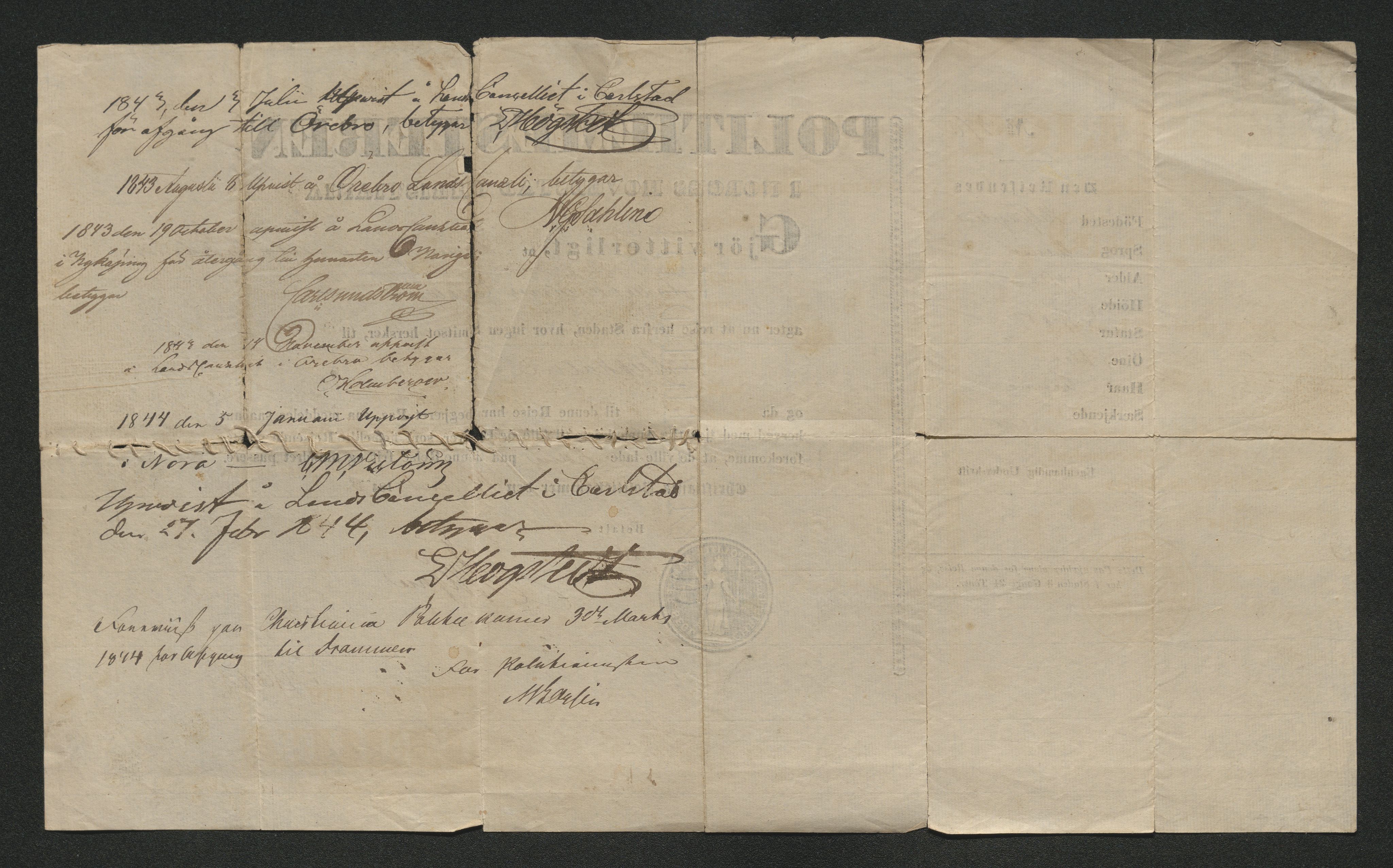 Drammen politikammer, SAKO/A-623/I/Ia/Iab/L0007: Innleverte pass, 1843-1844, p. 509