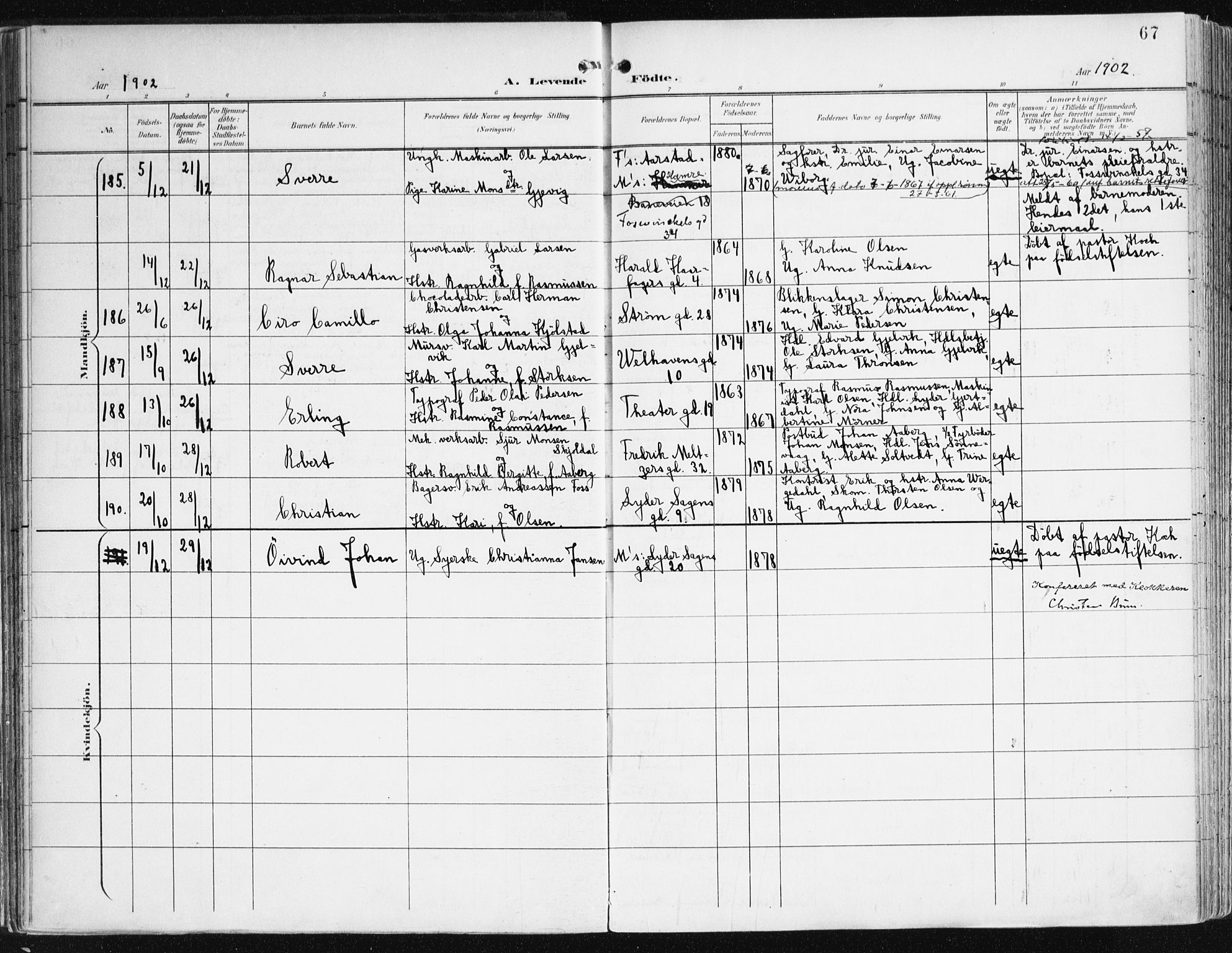 Johanneskirken sokneprestembete, AV/SAB-A-76001/H/Haa/L0002: Parish register (official) no. A 2, 1900-1912, p. 67