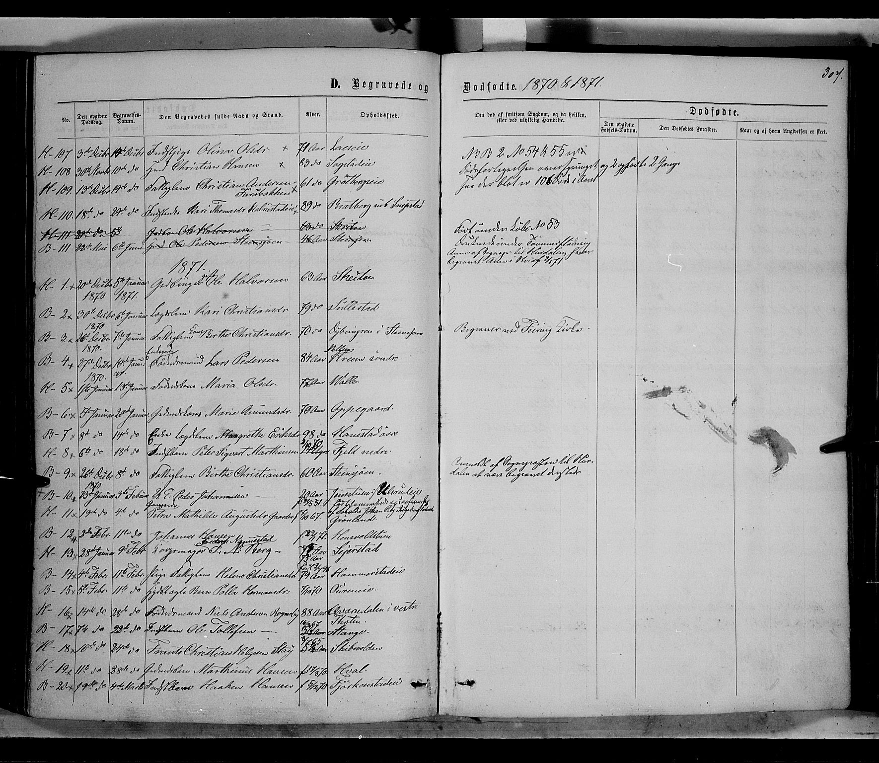 Østre Toten prestekontor, SAH/PREST-104/H/Ha/Haa/L0005: Parish register (official) no. 5, 1866-1877, p. 307