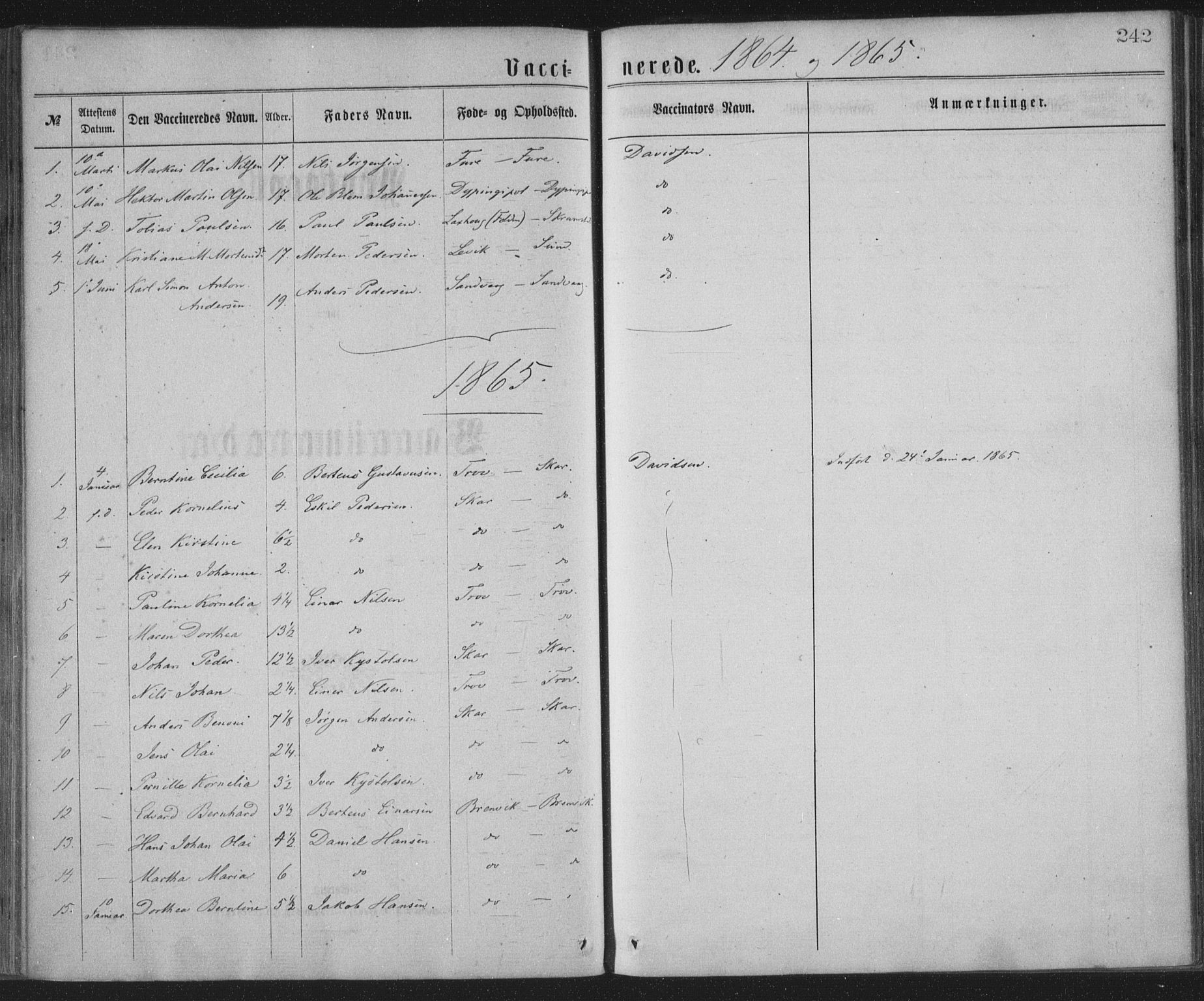 Ministerialprotokoller, klokkerbøker og fødselsregistre - Nordland, AV/SAT-A-1459/855/L0801: Parish register (official) no. 855A09, 1864-1874, p. 242